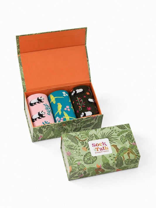 Panda Parakeet Bamboo Socks Gift Set