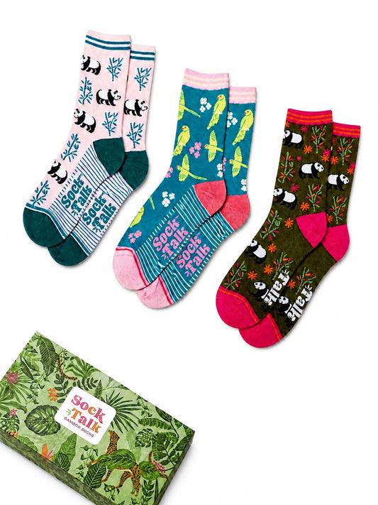 Panda Parakeet Bamboo Socks Gift Set