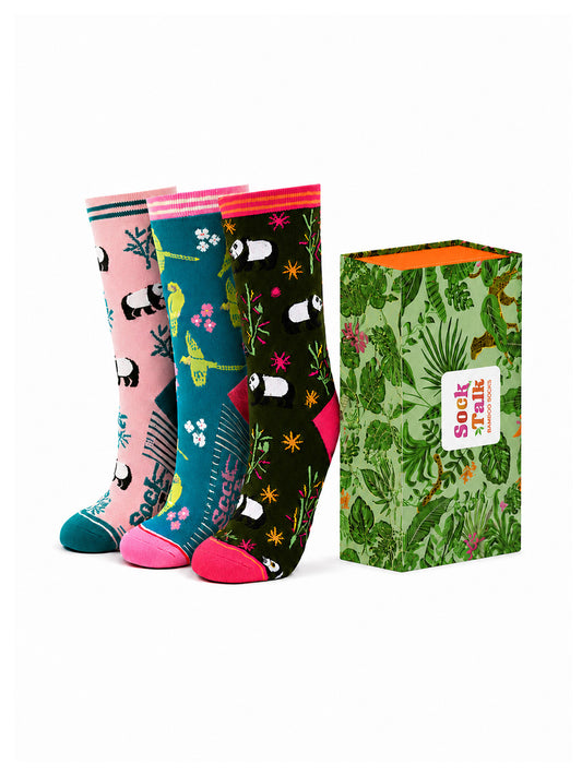 Panda Parakeet Bamboo Socks Gift Set