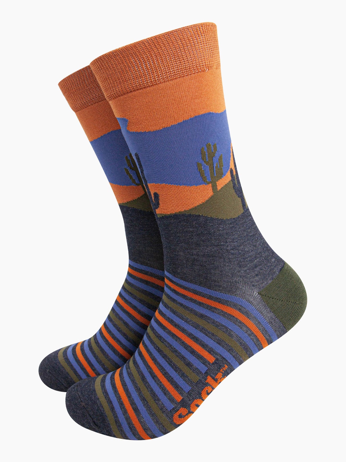 mens-bamboo-socks-navy-blue-desert-landscape-stripe-pattern-catus-sunset-stripes