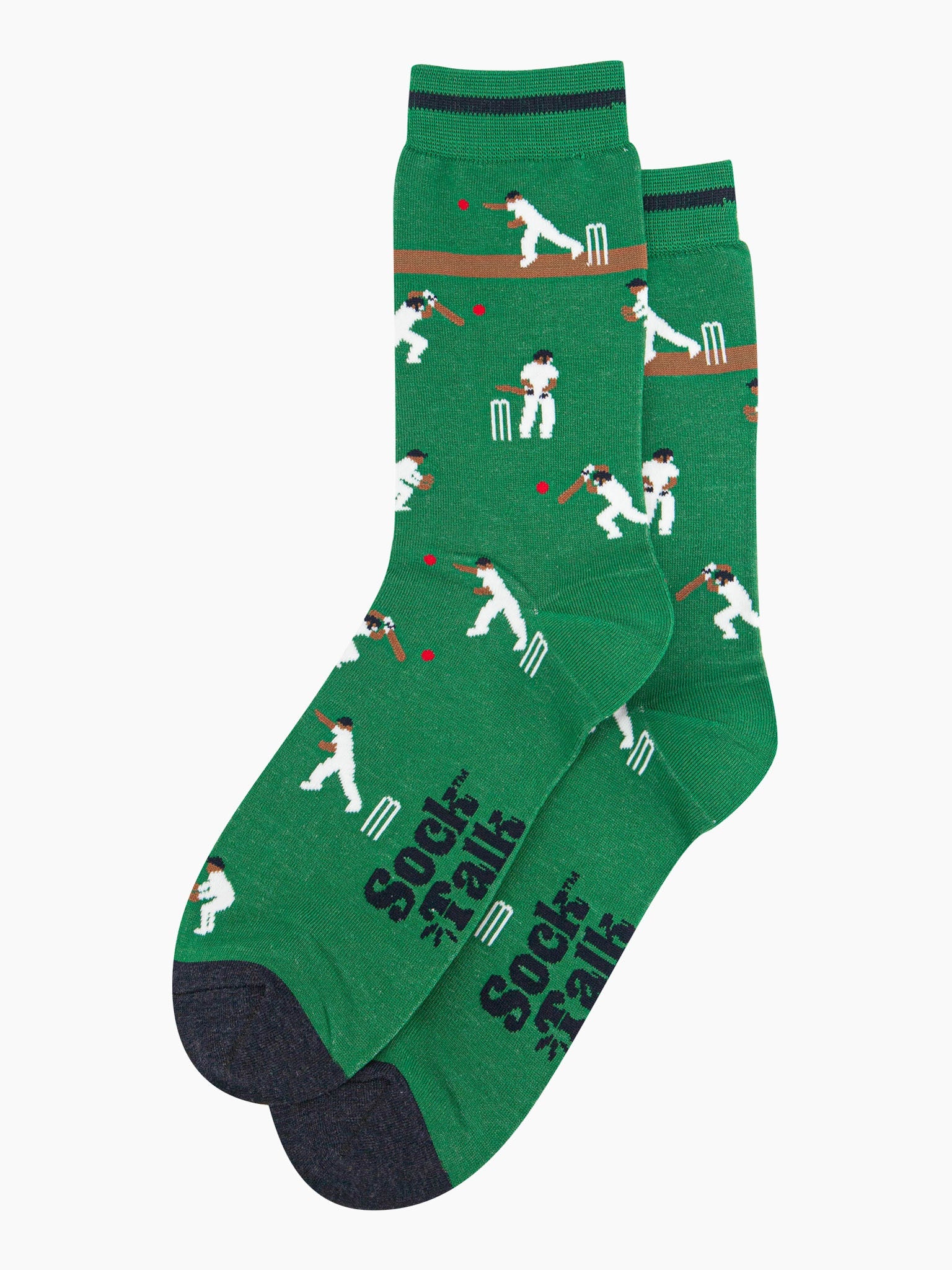 mens-bamboo-socks-green-cricket-players-laying-flat-repeated-pattern-cricketers-playing-sport