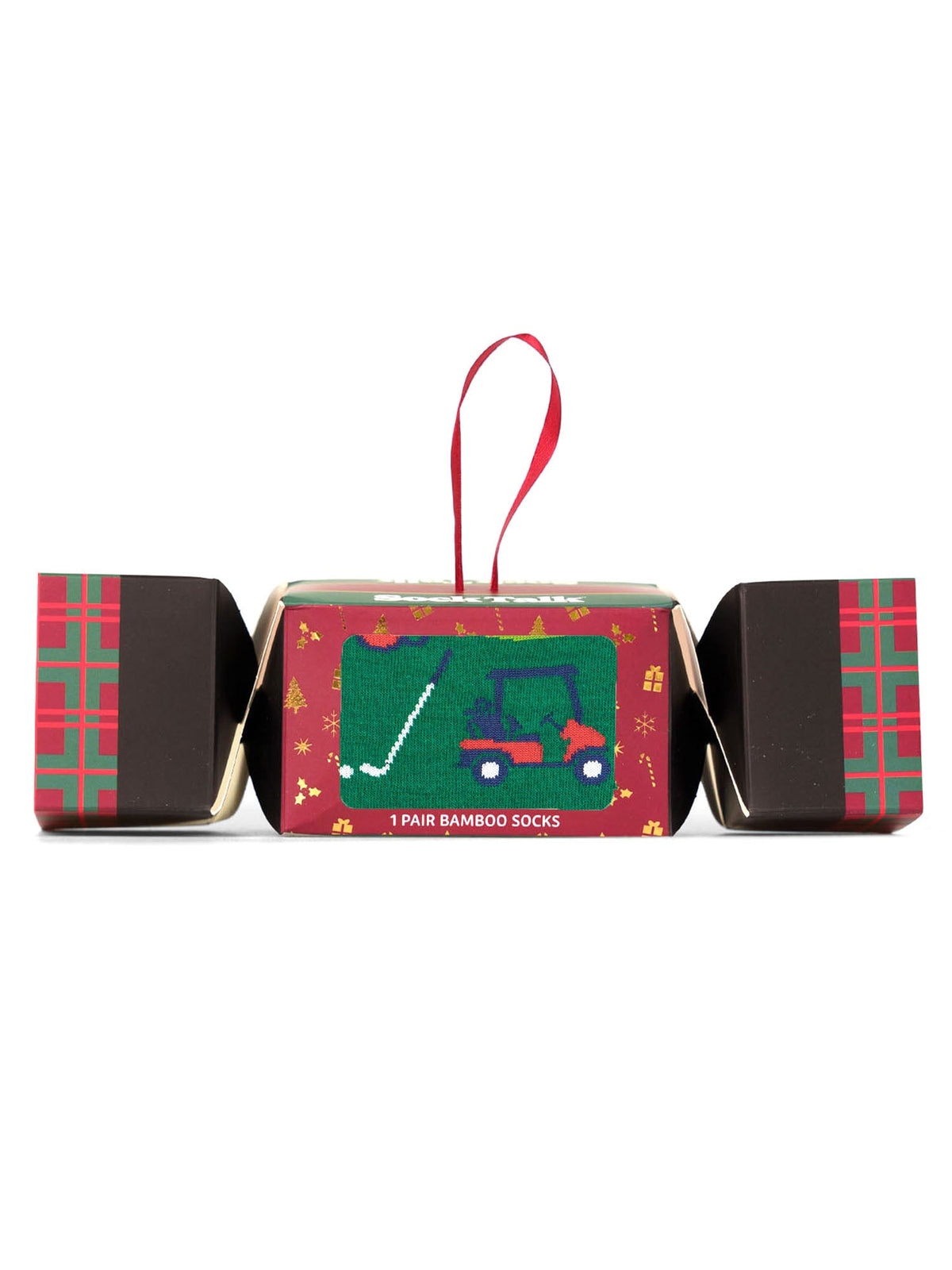 Golf-Course-Bamboo-Crew-Socks-Christmas-Cracker-Gift-Box-in-Green