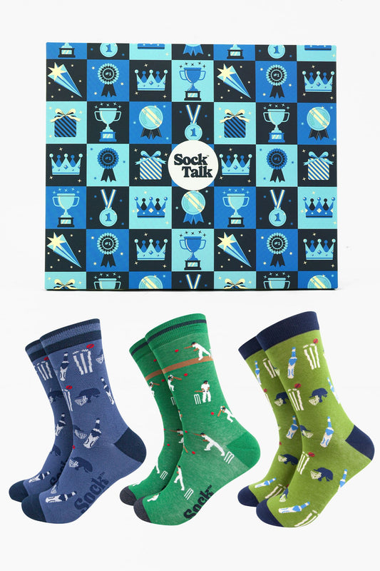 Men's Bamboo Crew Socks Trio Gift Set - Green/Blue, Cricket