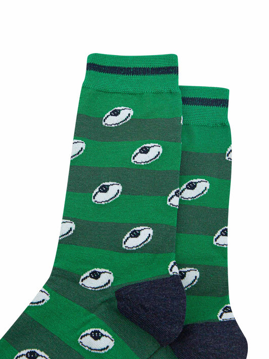 mens-bamboo-socks-green-rugby-ball-stripe-close-up-white-oval-sports-balls-green-striped-pitch