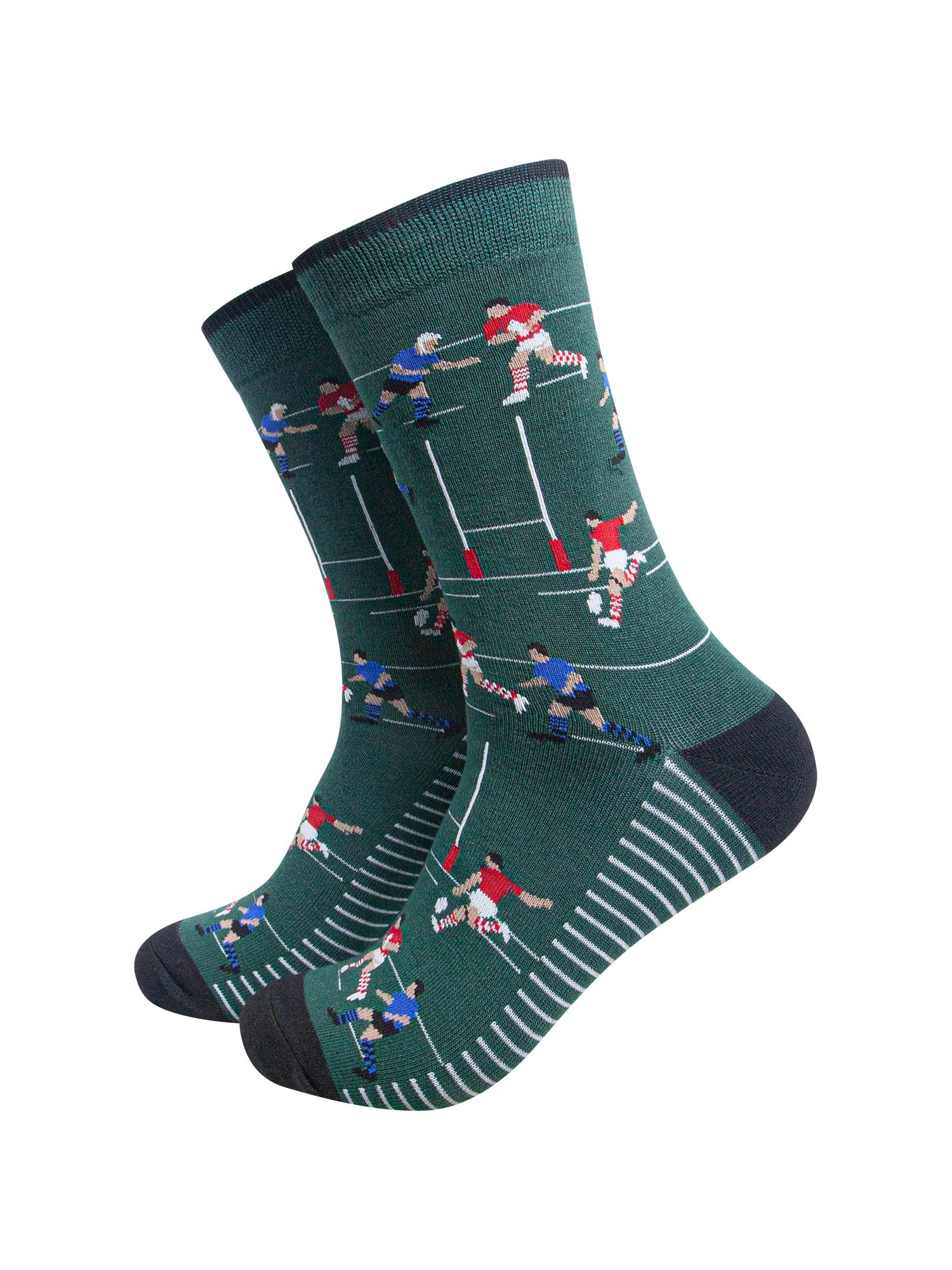 Rugby-Players-Men's-Bamboo-Socks-in-Forest-Green-On-Mannequin