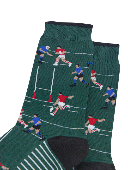 Rugby-Players-Men's-Bamboo-Socks-in-Forest-Green-Close-Up