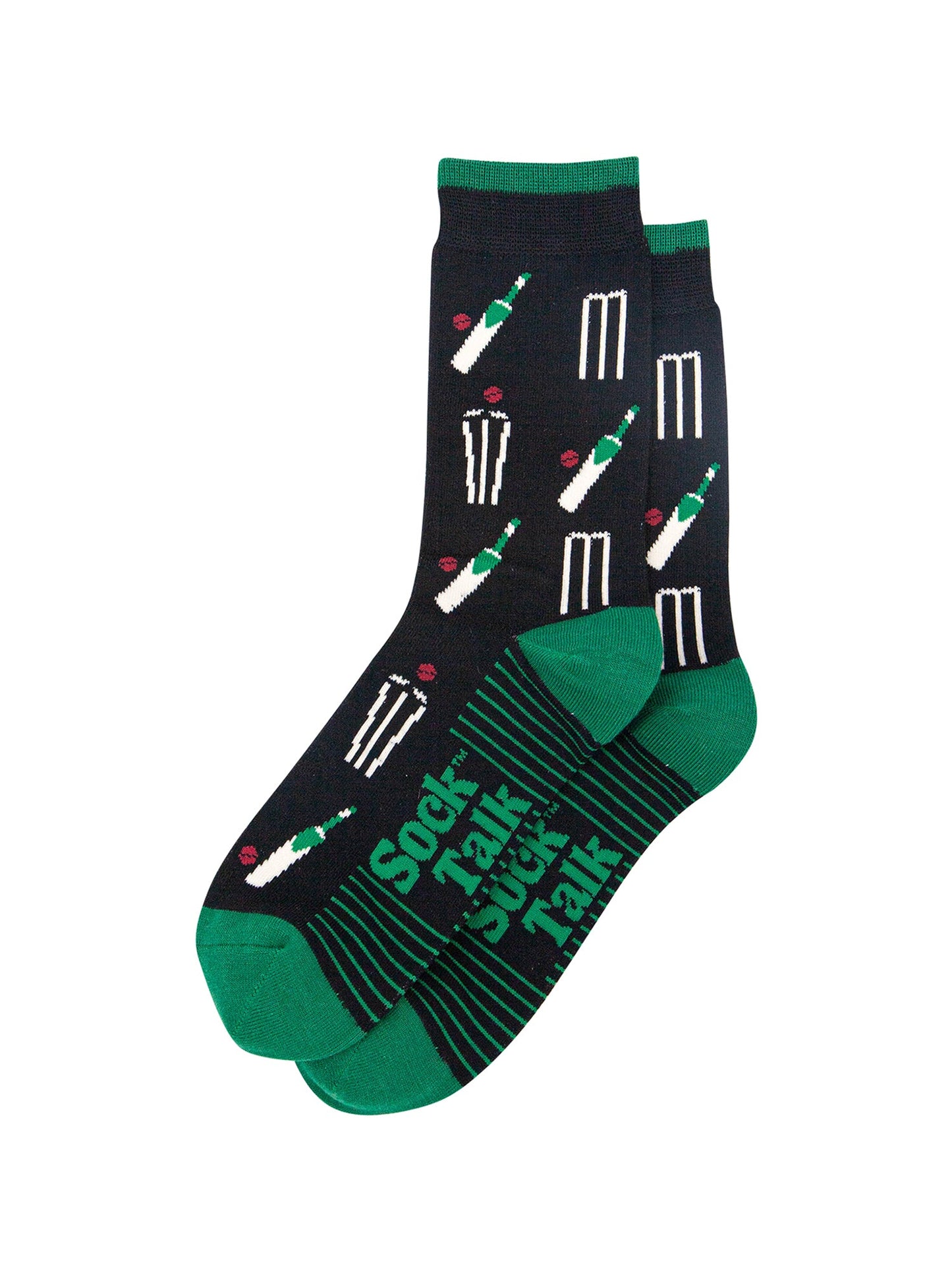 Cricket-Stumps-Bamboo-Socks-in-Black-Lying-Flat