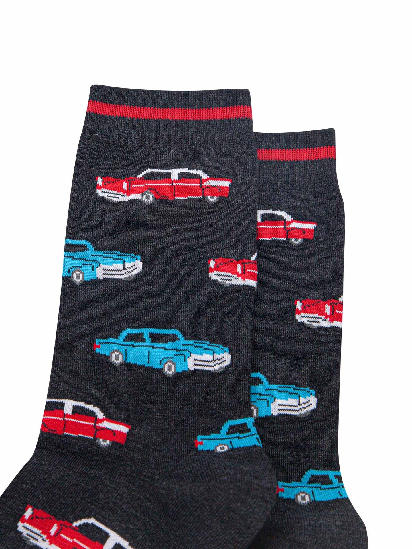 mens-bamboo-socks-black-american-classic-cars-close-up-vintage-style-cars-red-blue