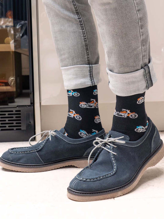 motorbike-print-bamboo-socks-black