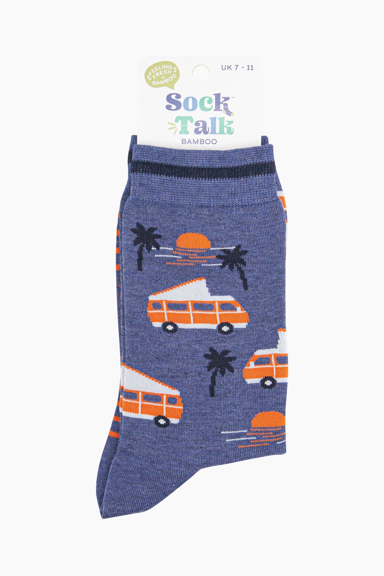 mens-bamboo-socks-denim-blue-campervan-beach-in-sock-talk-packaging-uk-size-7-11