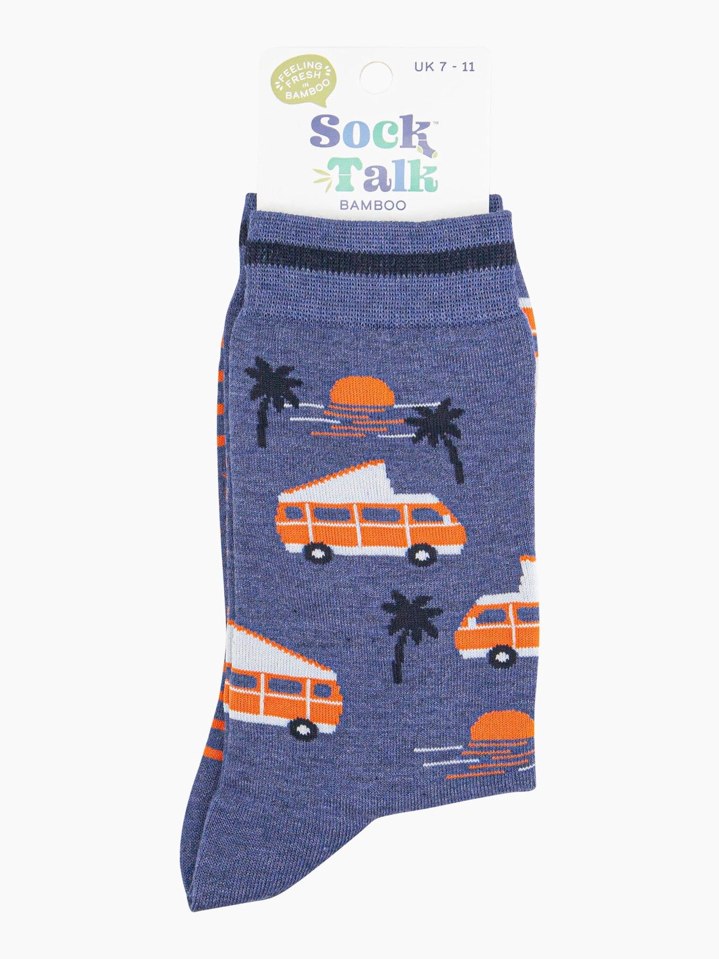 mens-bamboo-socks-denim-blue-campervan-beach-in-sock-talk-packaging-uk-size-7-11