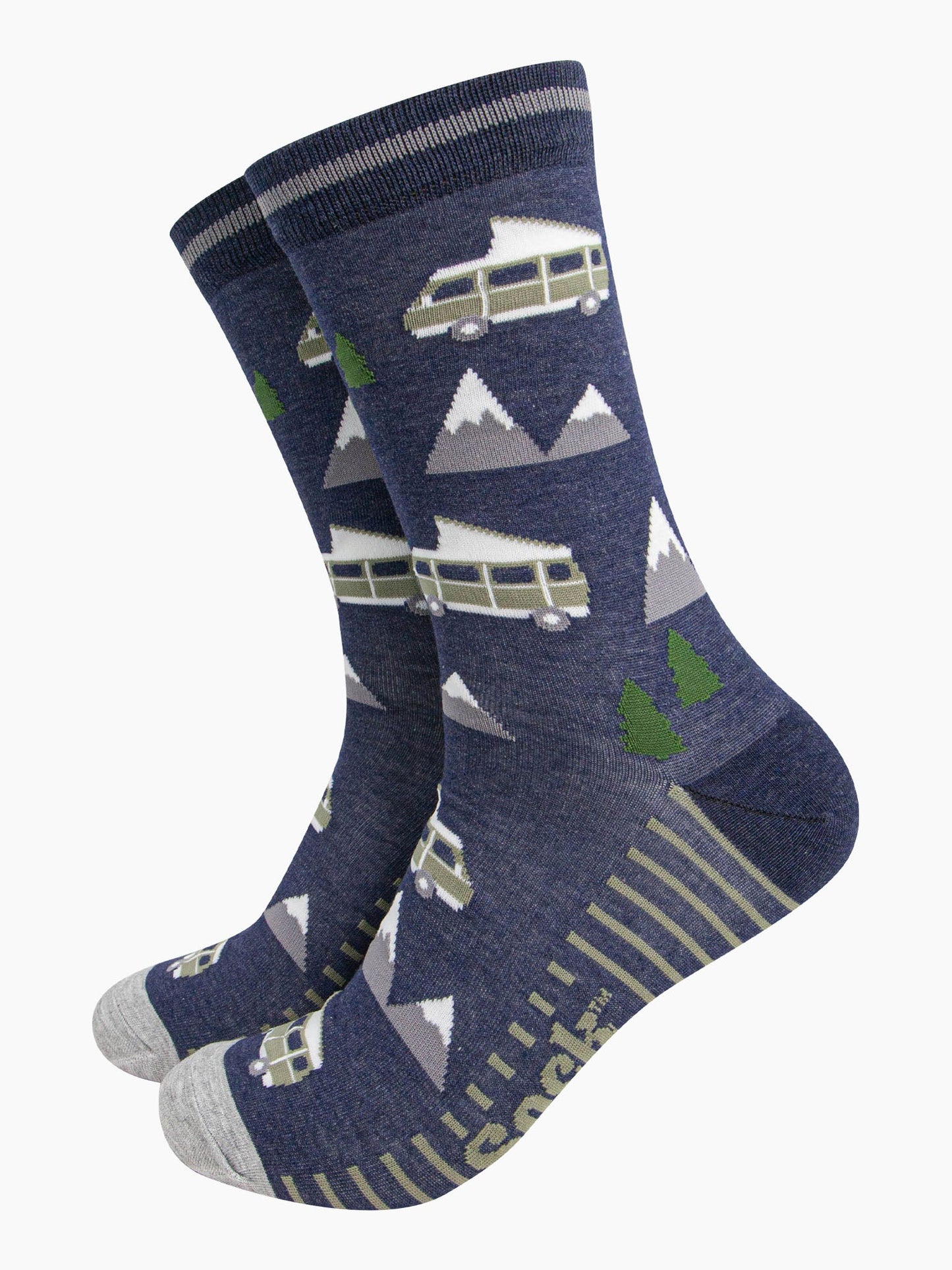 mens-bamboo-socks-navy-campervan-mountains-trees-outdoor-scenery-camping