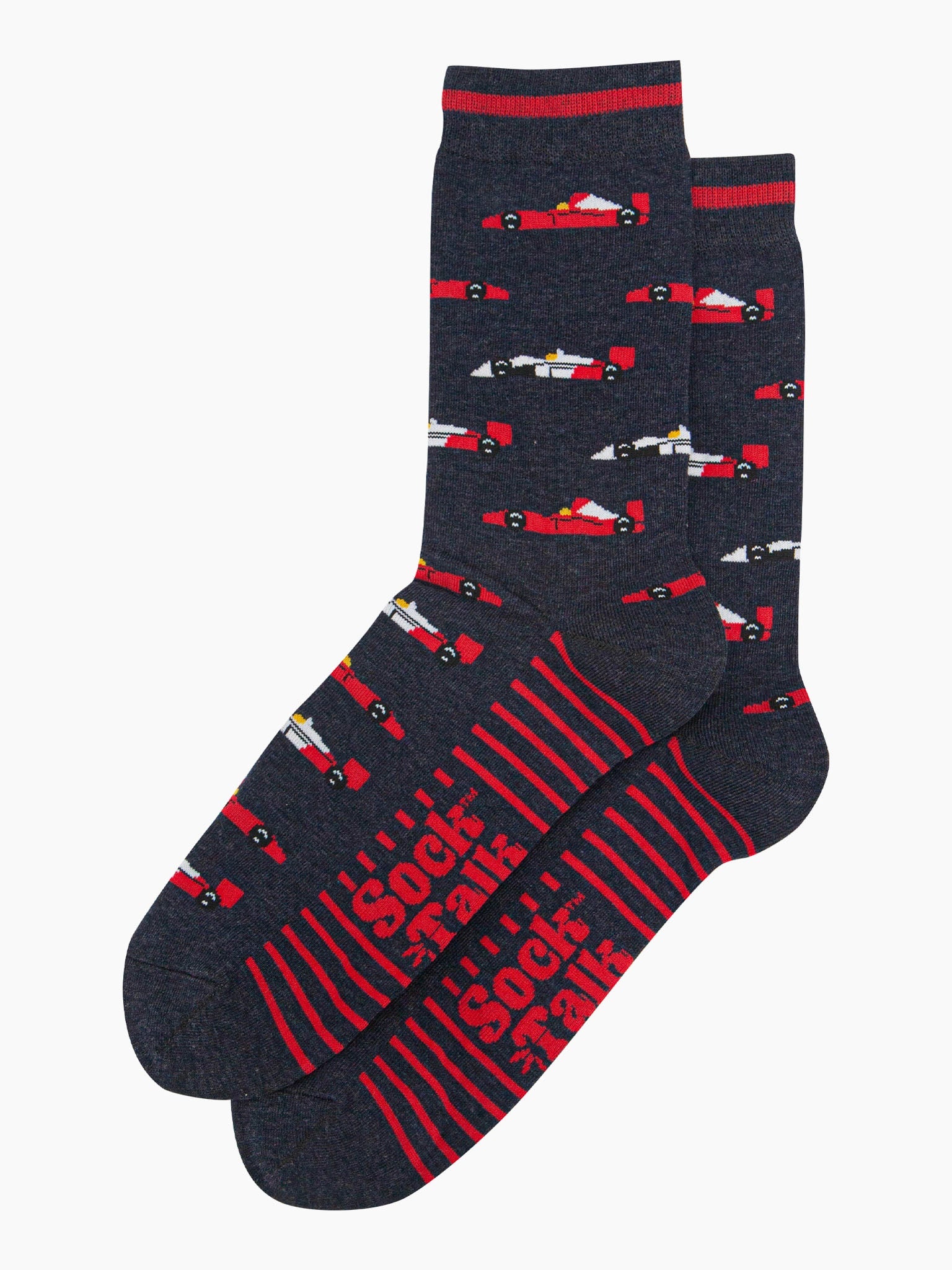 mens-bamboo-socks-navy-race-cars-laying-flat-racing-car-pattern-repeated