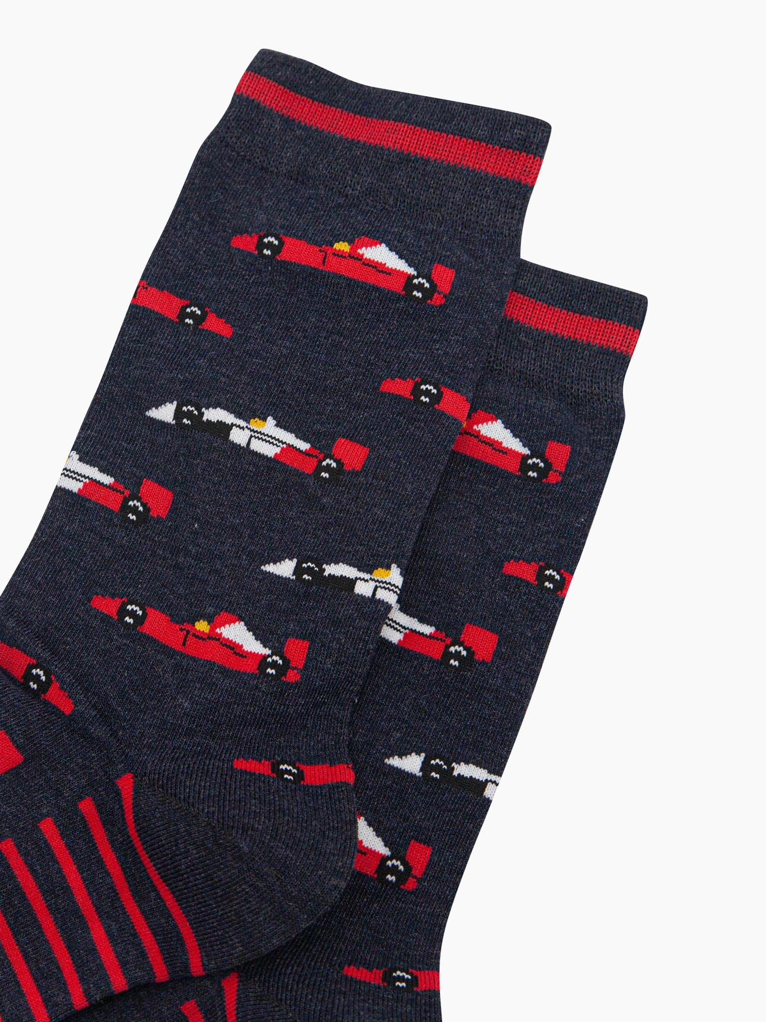 mens-bamboo-socks-navy-race-cars-close-up-red-race-car-with-f1-driver