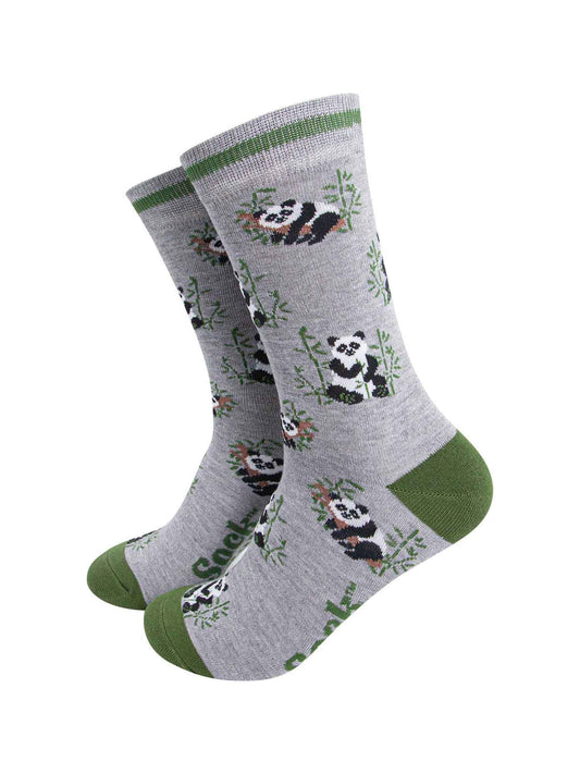 mens-bamboo-socks-grey-marl-panda-animals