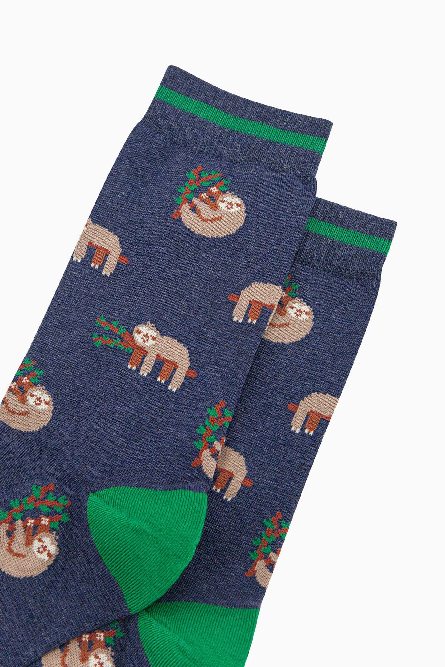 mens-bamboo-socks-navy-sloth-close-up-sloths-sleeping-on-tree-branches