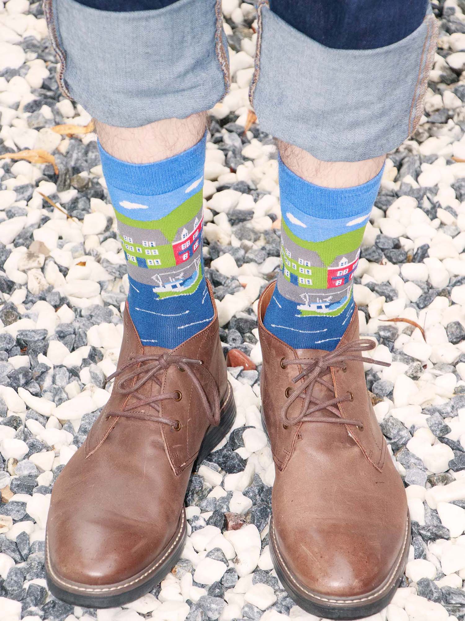 fishing-village-print-bamboo-socks-in-blue-and-red