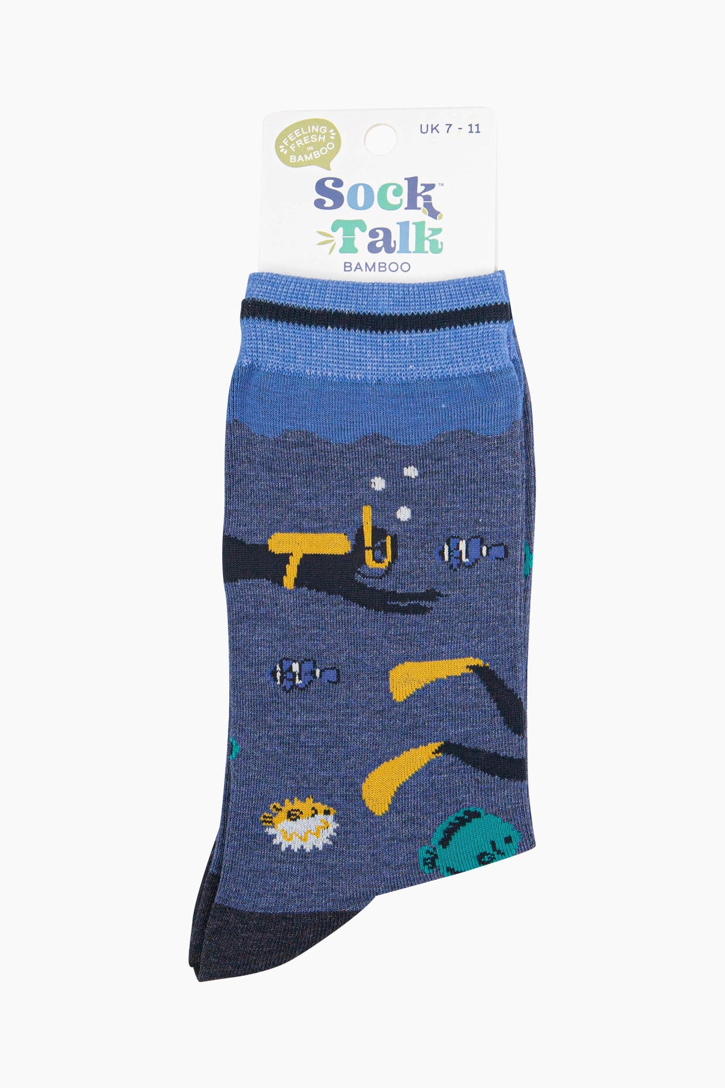 mens-bamboo-socks-denim-blue-scuba-diver-and-fish-in-sock-talk-packaging-uk-size-7-11