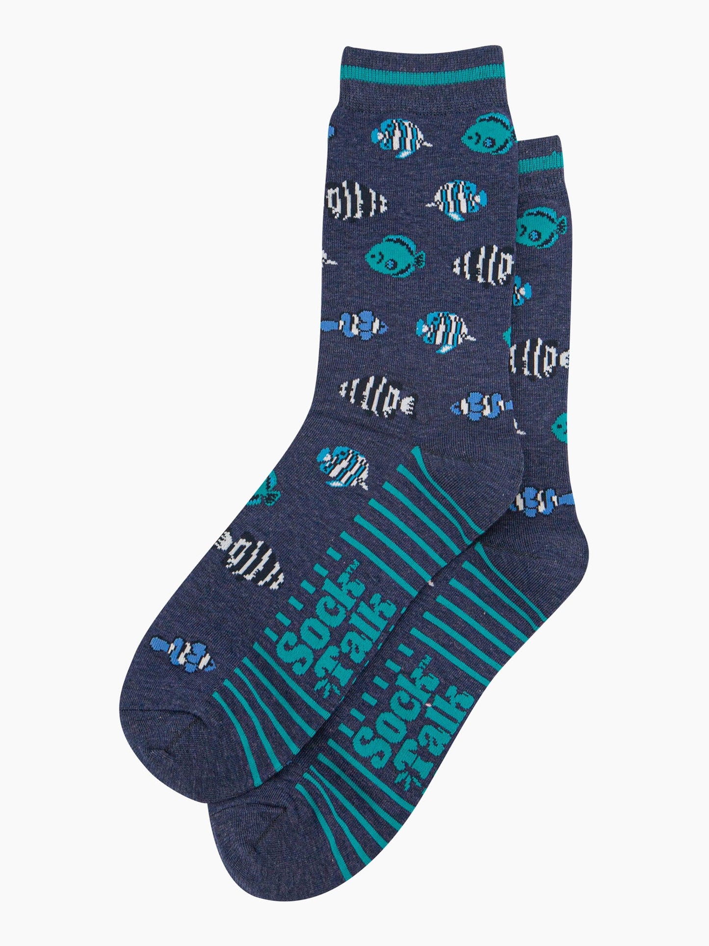 mens-bamboo-socks-navy-tropical-fish-laying-flat-swimming-fishes