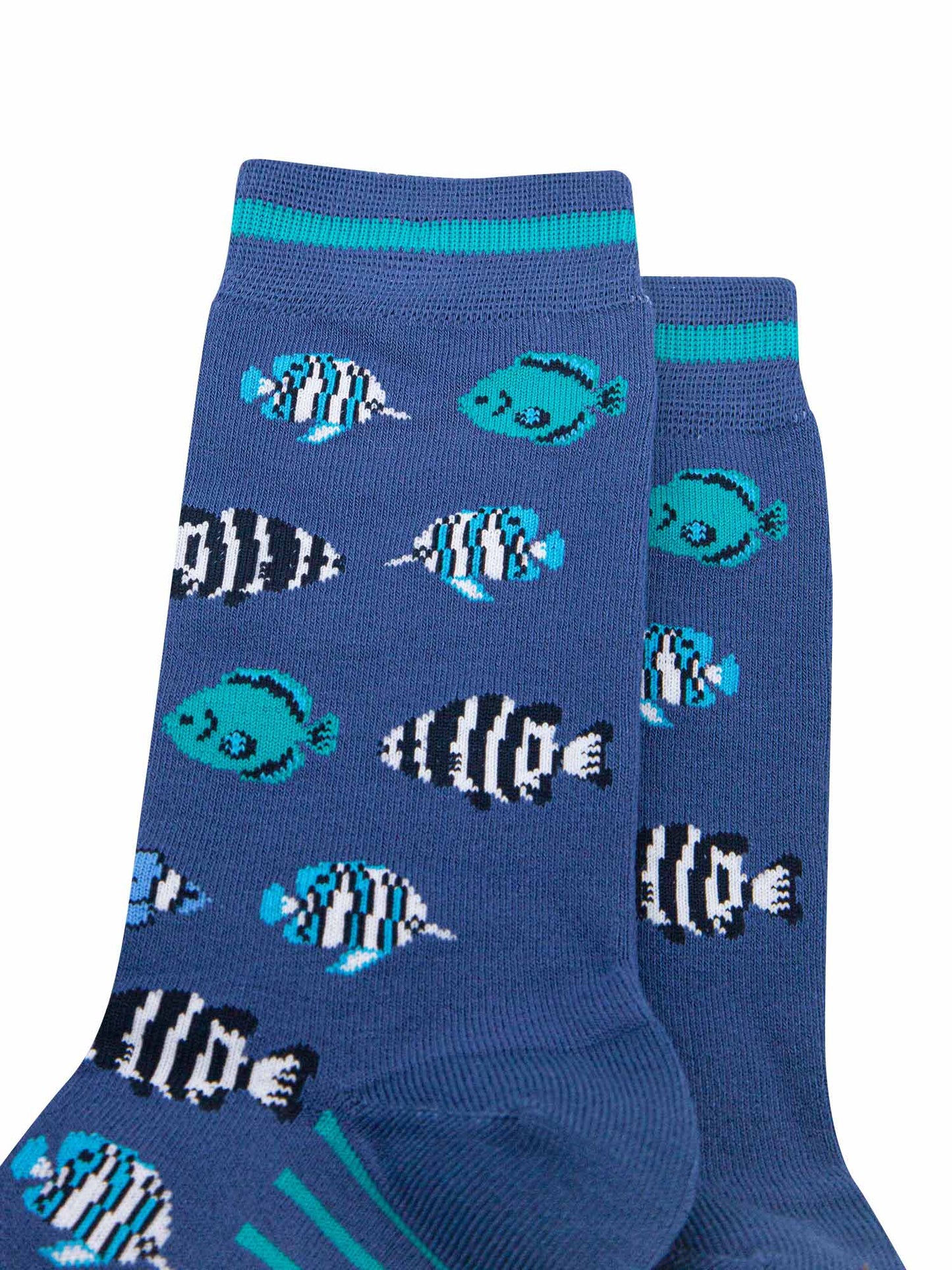 mens-bamboo-socks-navy-tropical-fish-close-up-swimming-fishes-underwater-blue-black-stripes-underwater