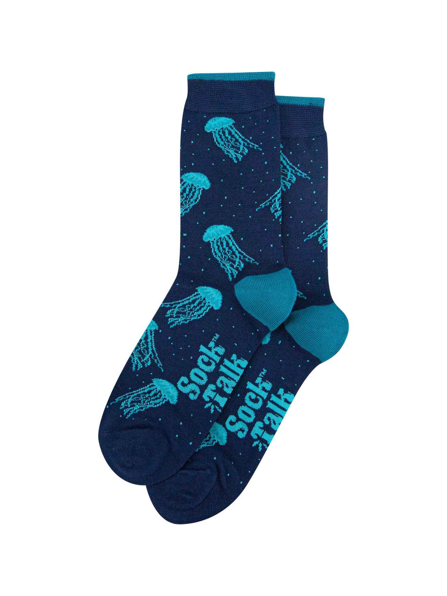 mens blue jellyfish socks in soft bamboo fabric