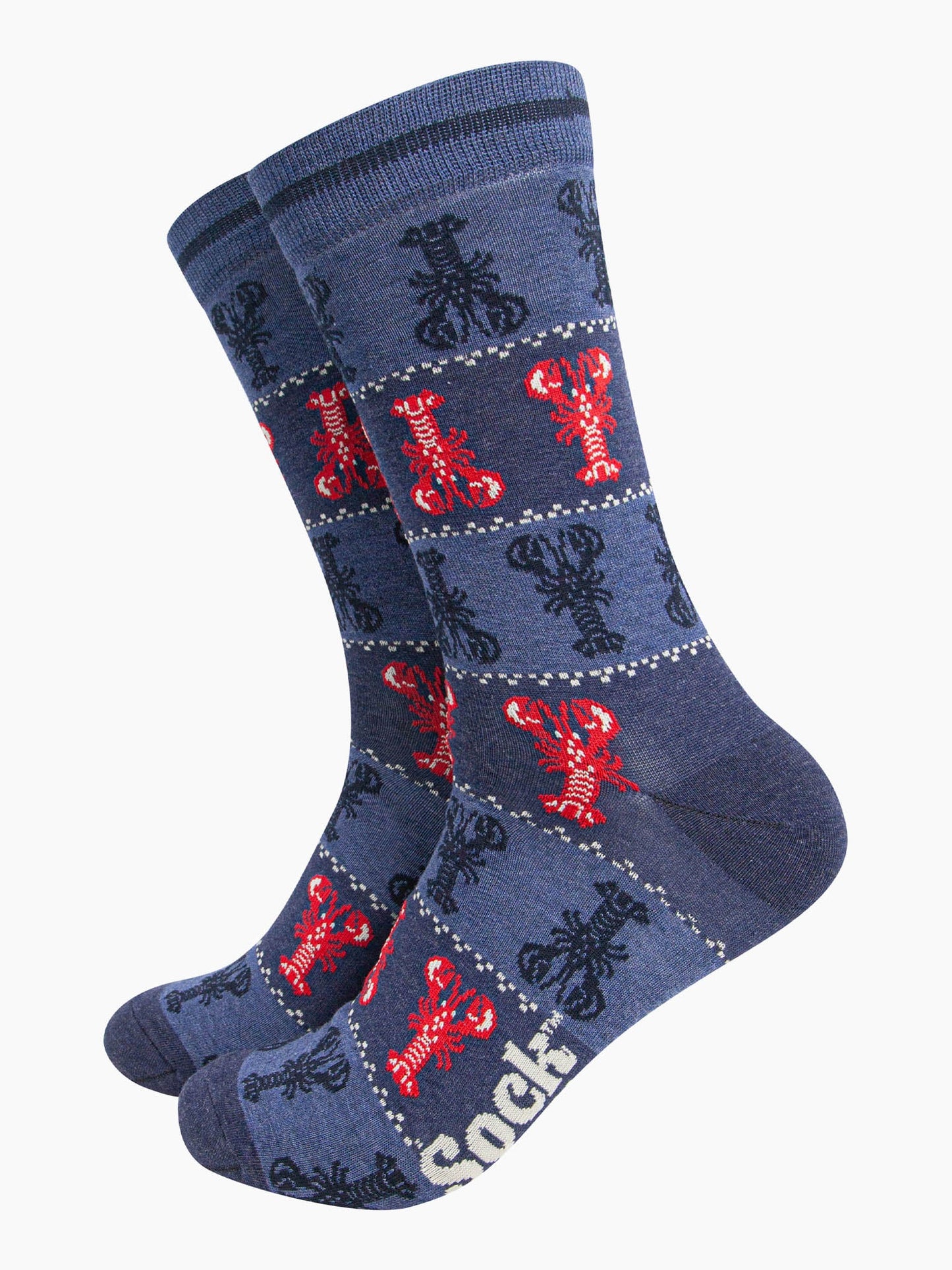 mens-bamboo-socks-denim-blue-lobster-fair-isle-pattern-red-lobsters-blue-lobsters-fair-isle-dots