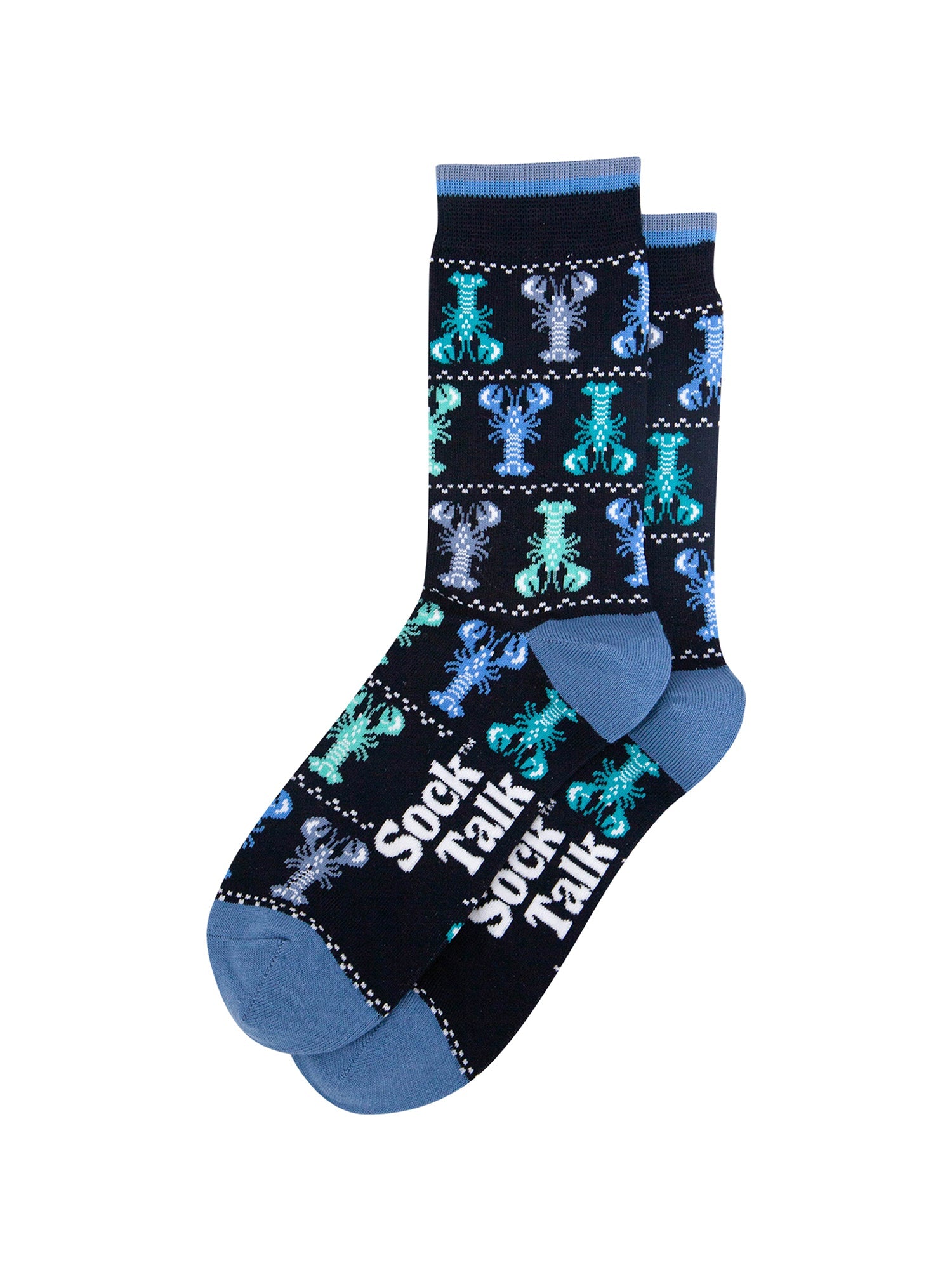 Animal-Bamboo-Crew-Socks-for-Men-Black-Lobster-Lying-Flat