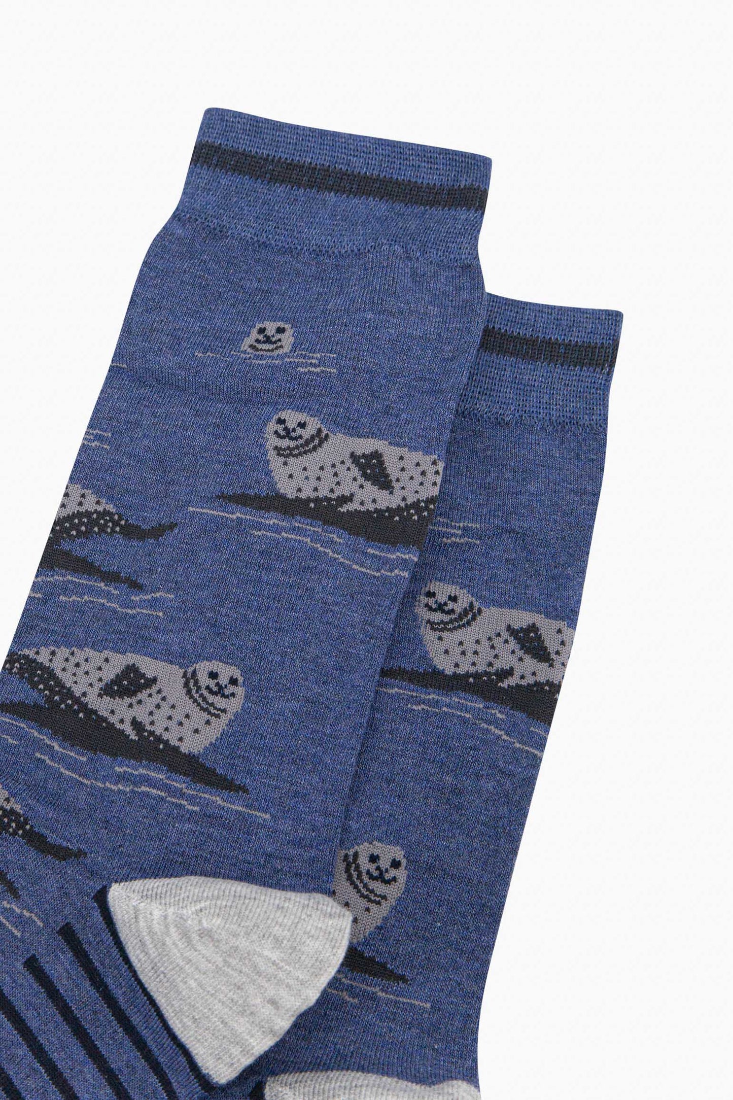 mens-bamboo-socks-denim-blue-seals-close-up-seals-lying-on-rocks-and-heads-above-waterline