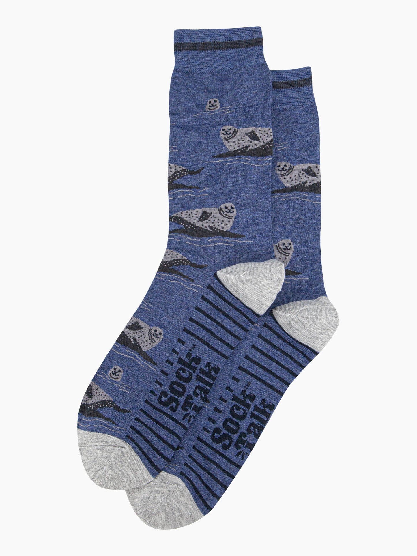 mens-bamboo-socks-denim-blue-seals-laying-flat-seals-on-rocks