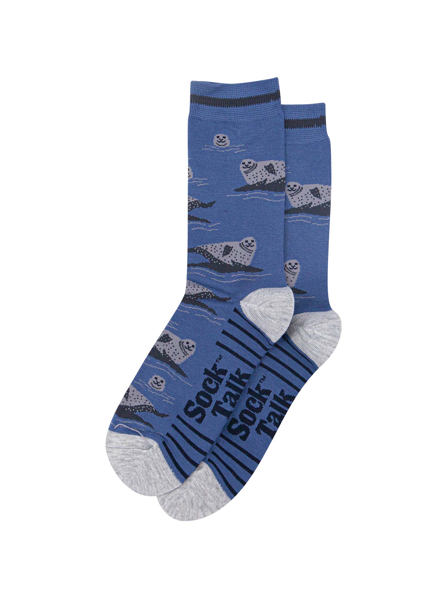 mens-bamboo-socks-denim-blue-seals-laying-flat-seals-on-rocks