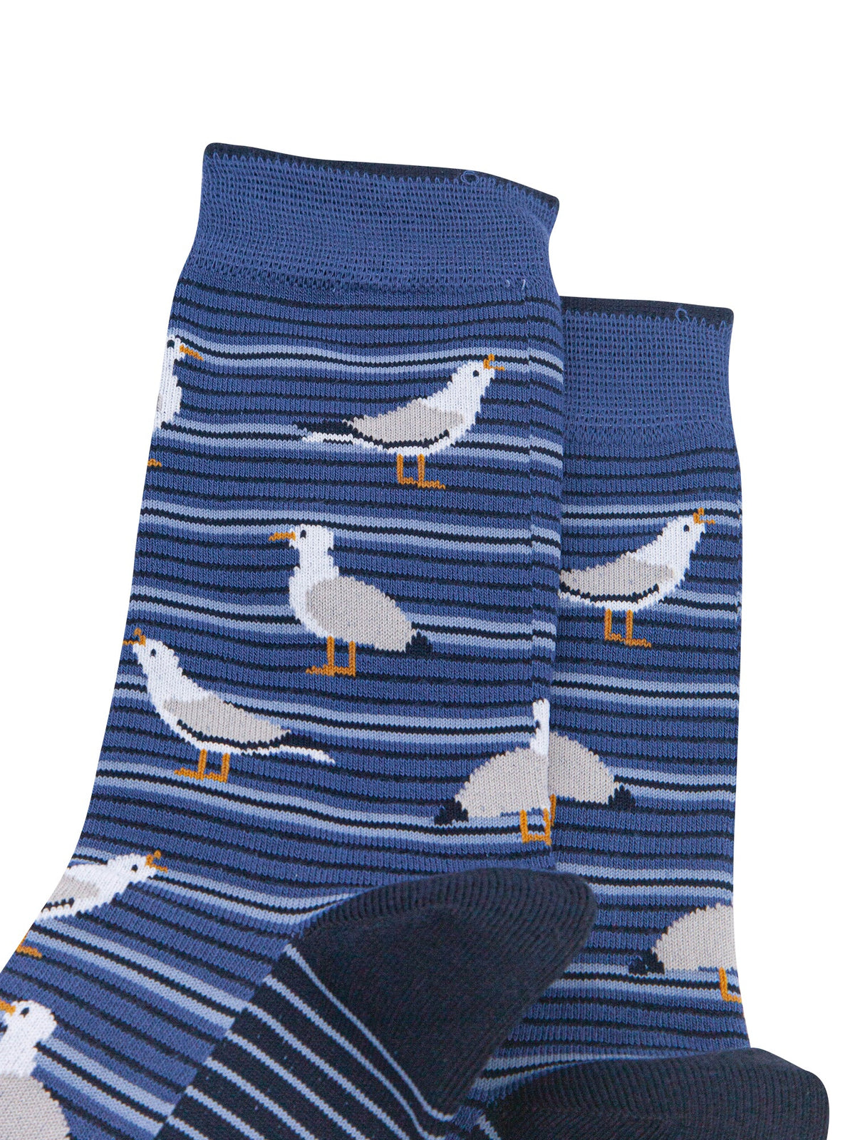 Seagull-Stripe-Men's-Bamboo-Socks-in-Denim-Blue-Close-Up