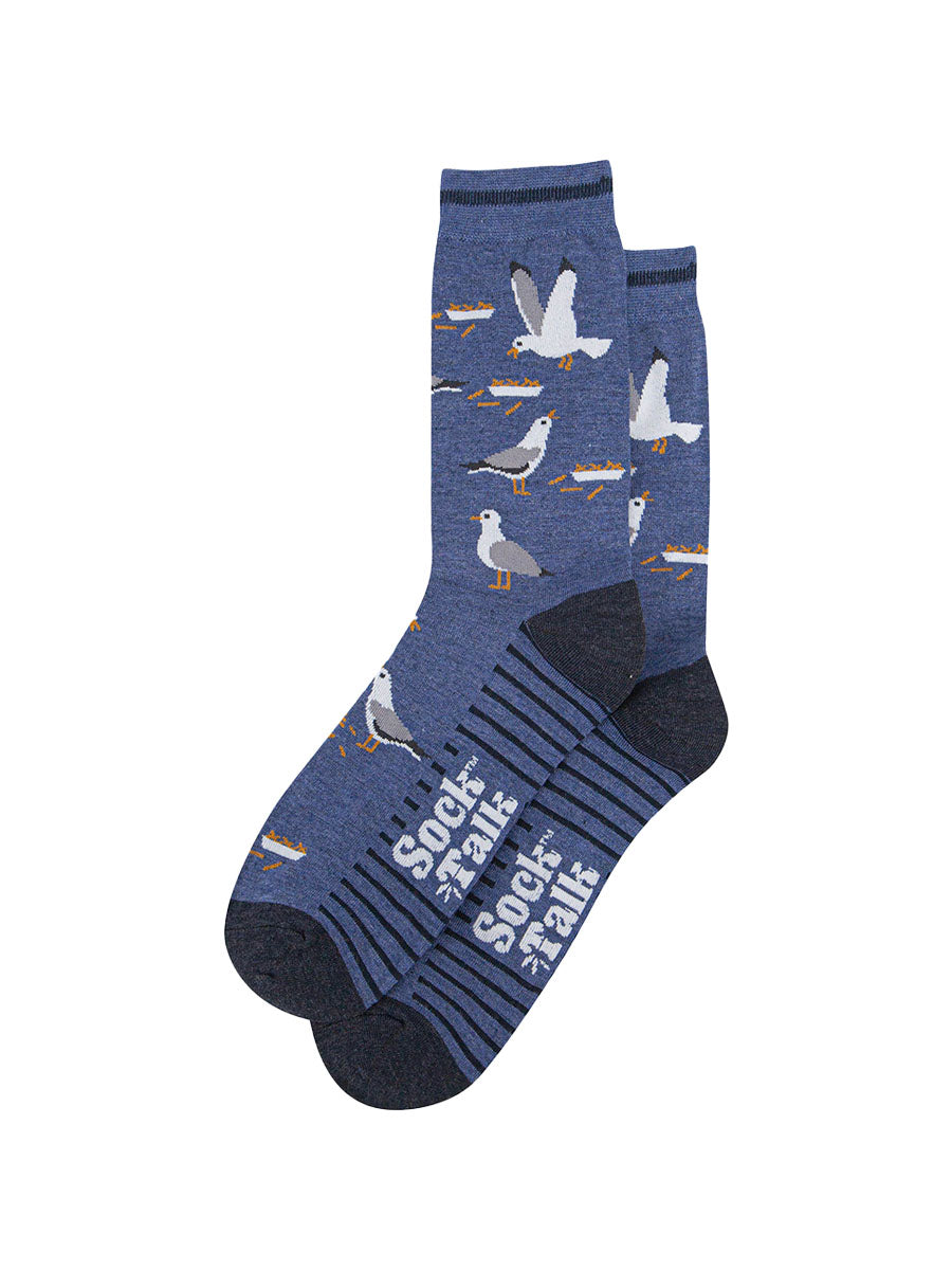 mens-bamboo-socks-denim-blue-thieving-seagulls-laying-flat-birds-are-stealing-food