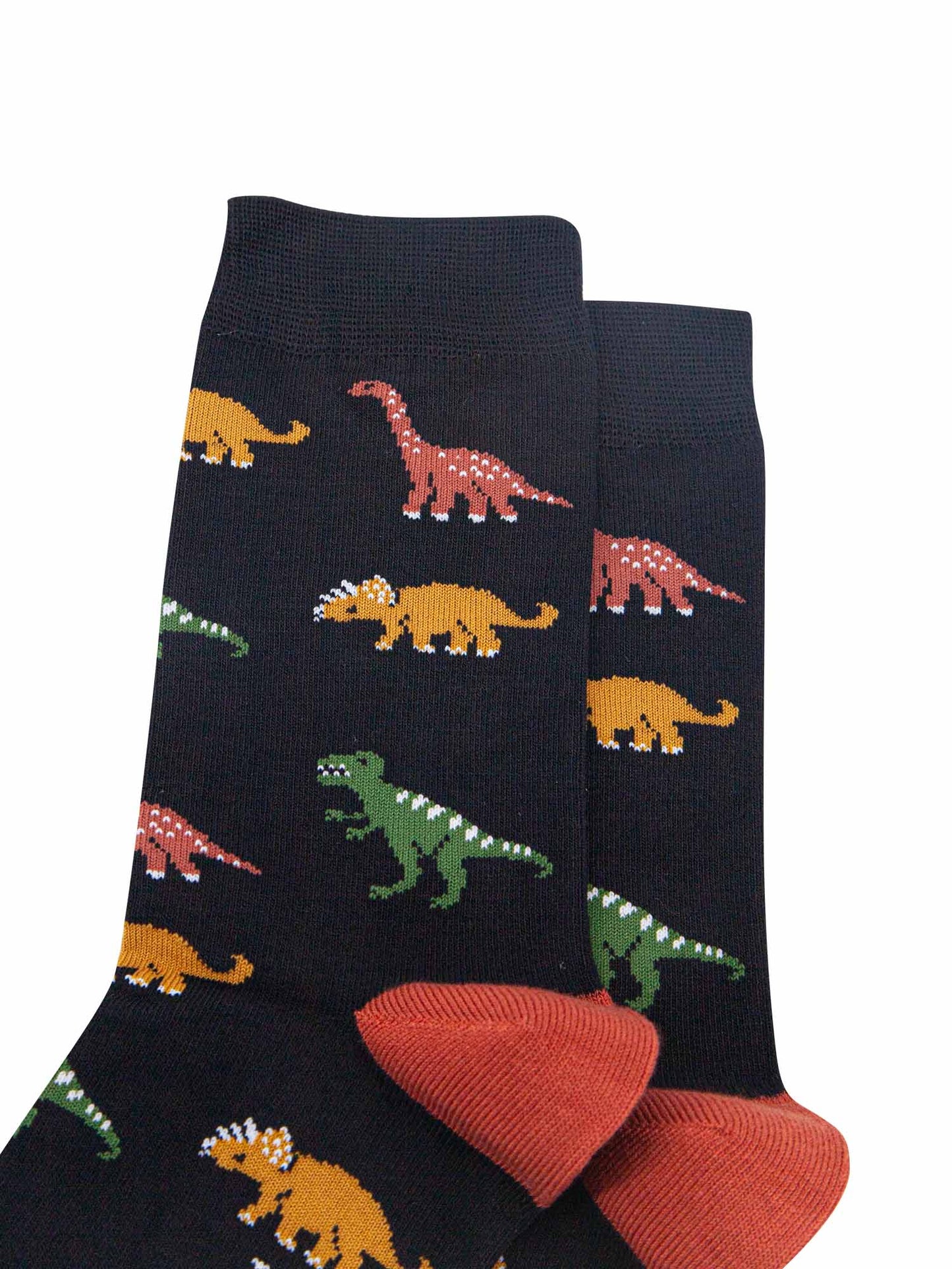 close up of the dino print pattern on the socks