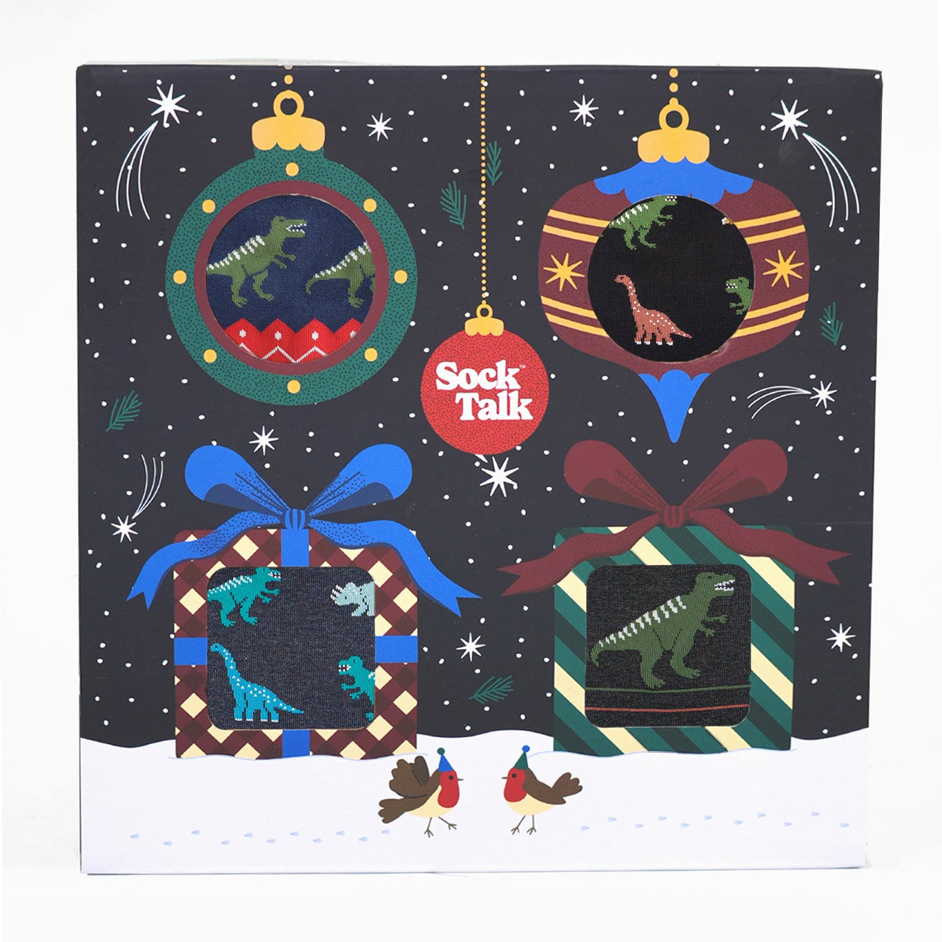 Men's Bamboo Crew Socks Festive Gift Set - Multi, Dinosaurs