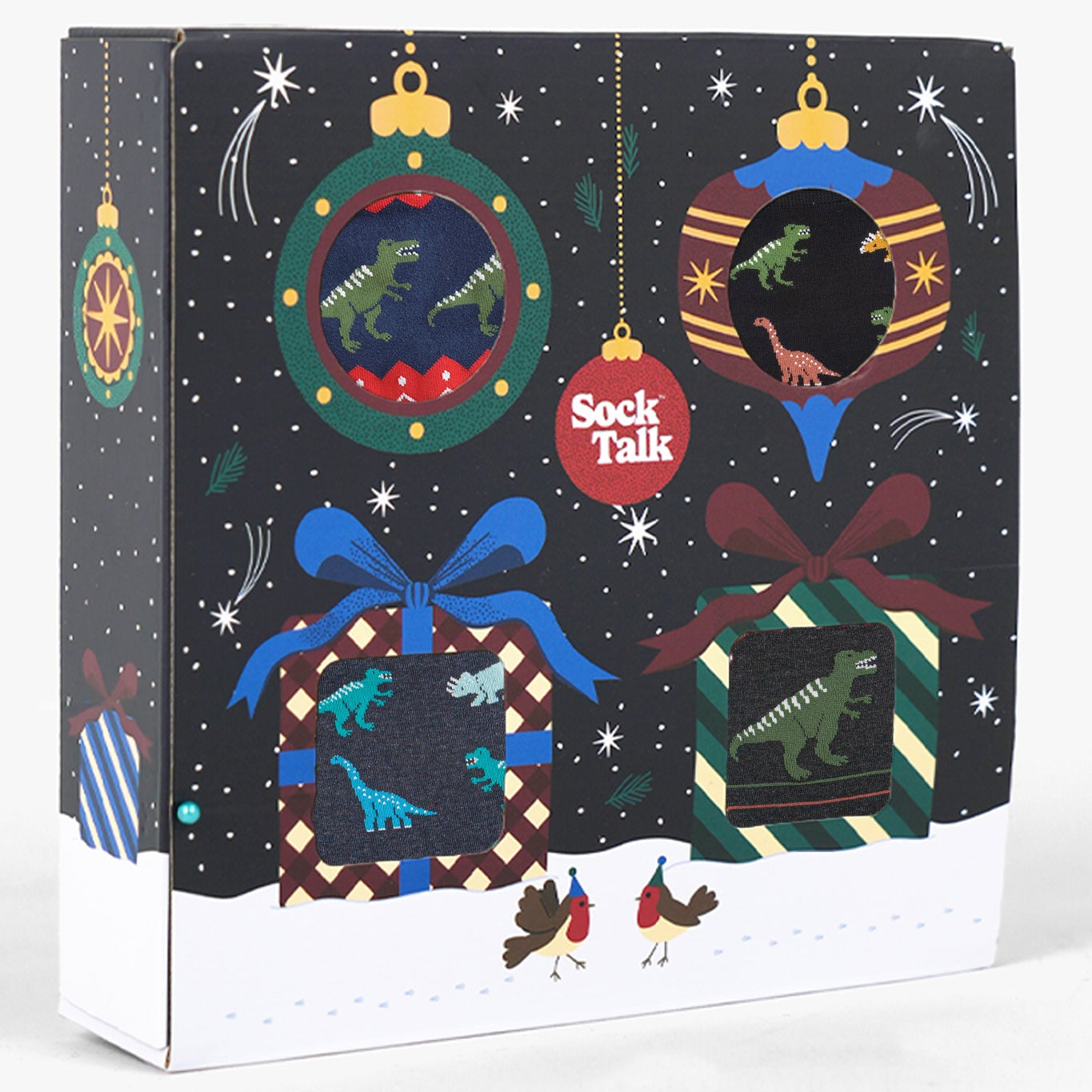 Men's Bamboo Crew Socks Festive Gift Set - Multi, Dinosaurs