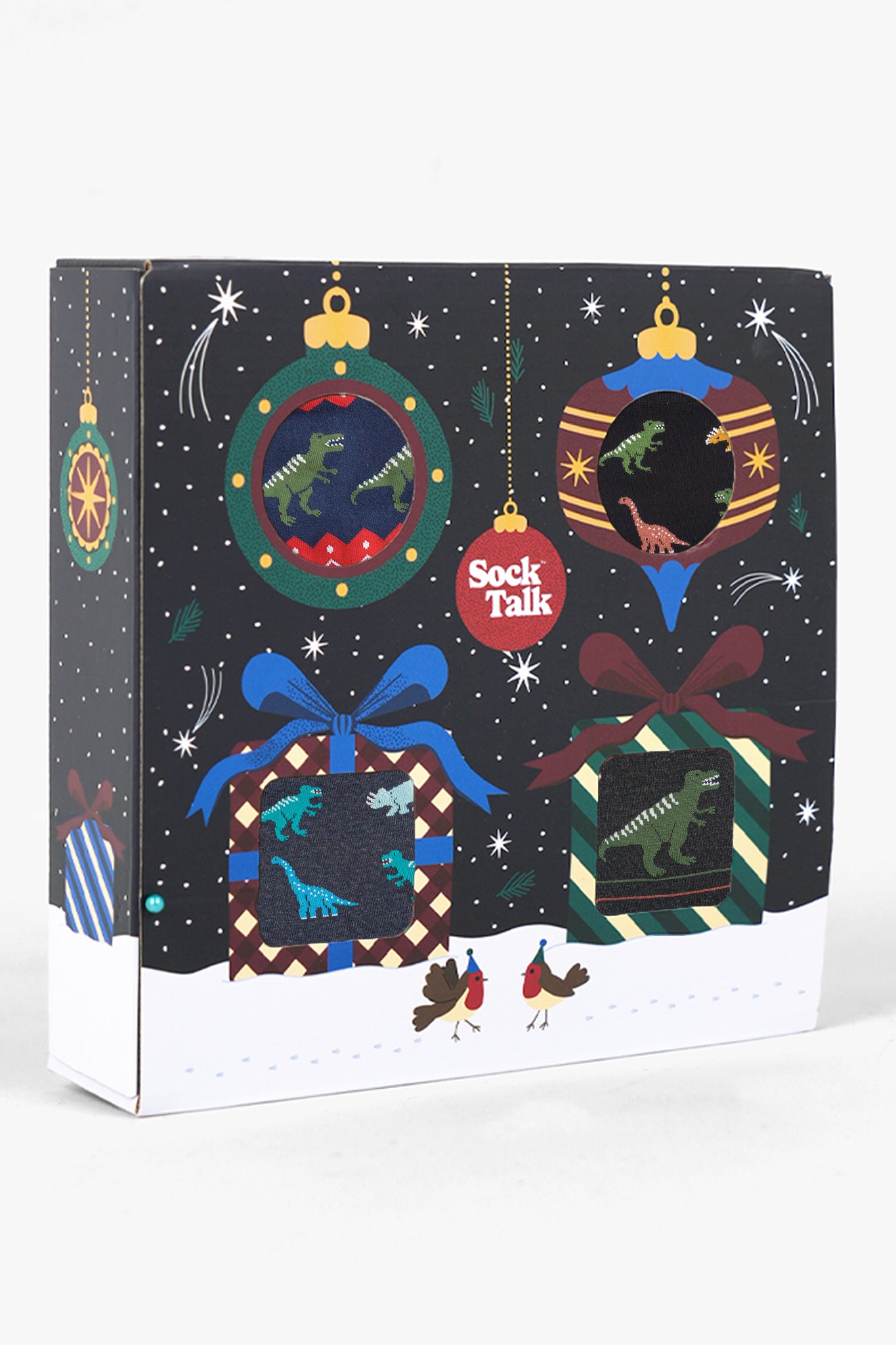 Men's Bamboo Crew Socks Festive Gift Set - Multi, Dinosaurs