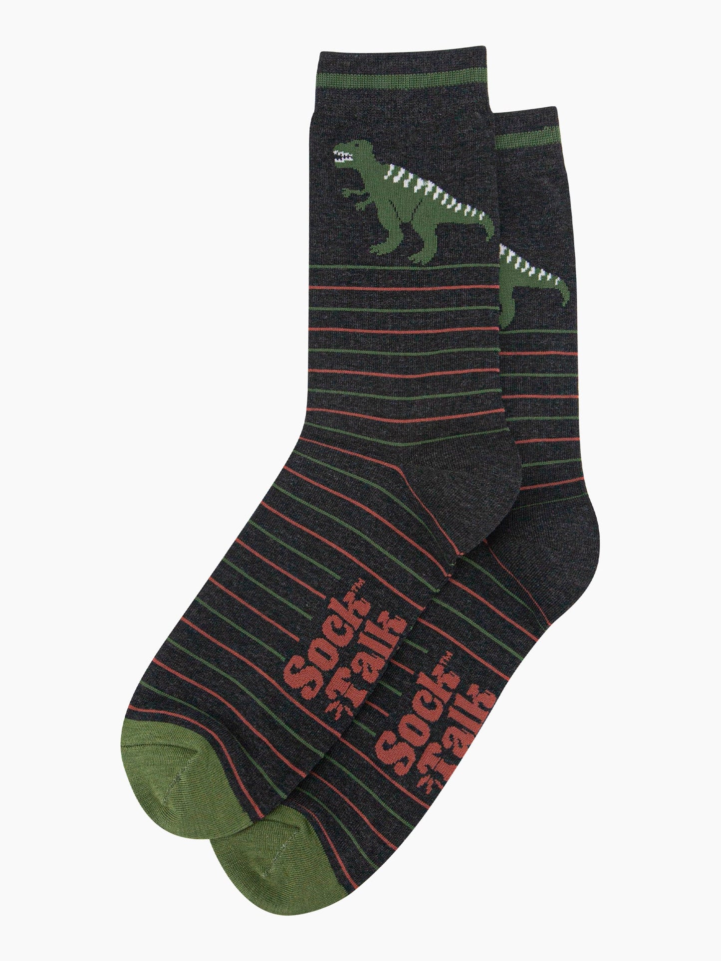 mens-bamboo-socks-black-t-rex-stripe-laying-flat-stripes-dinosaurs