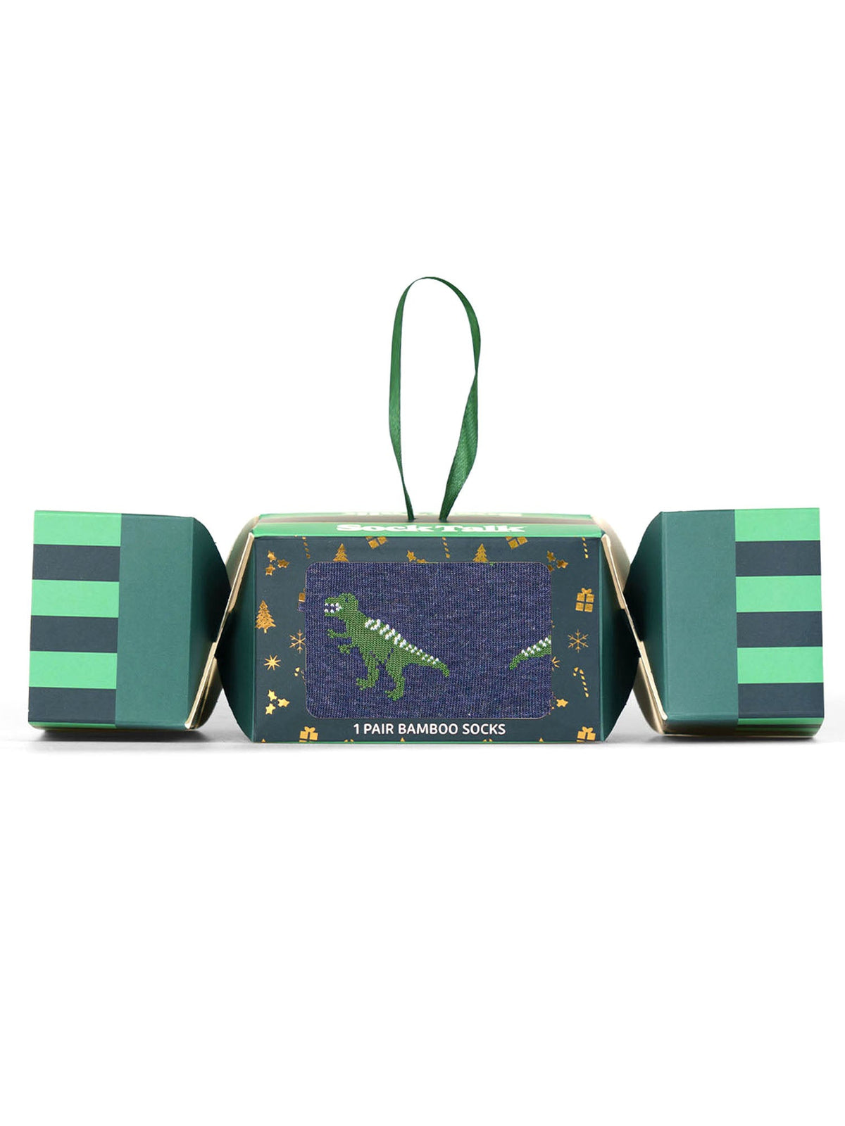 T-Rex-Dinosaur-Bamboo-Crew-Socks-Christmas-Cracker-Gift-Box-in-Navy-Blue