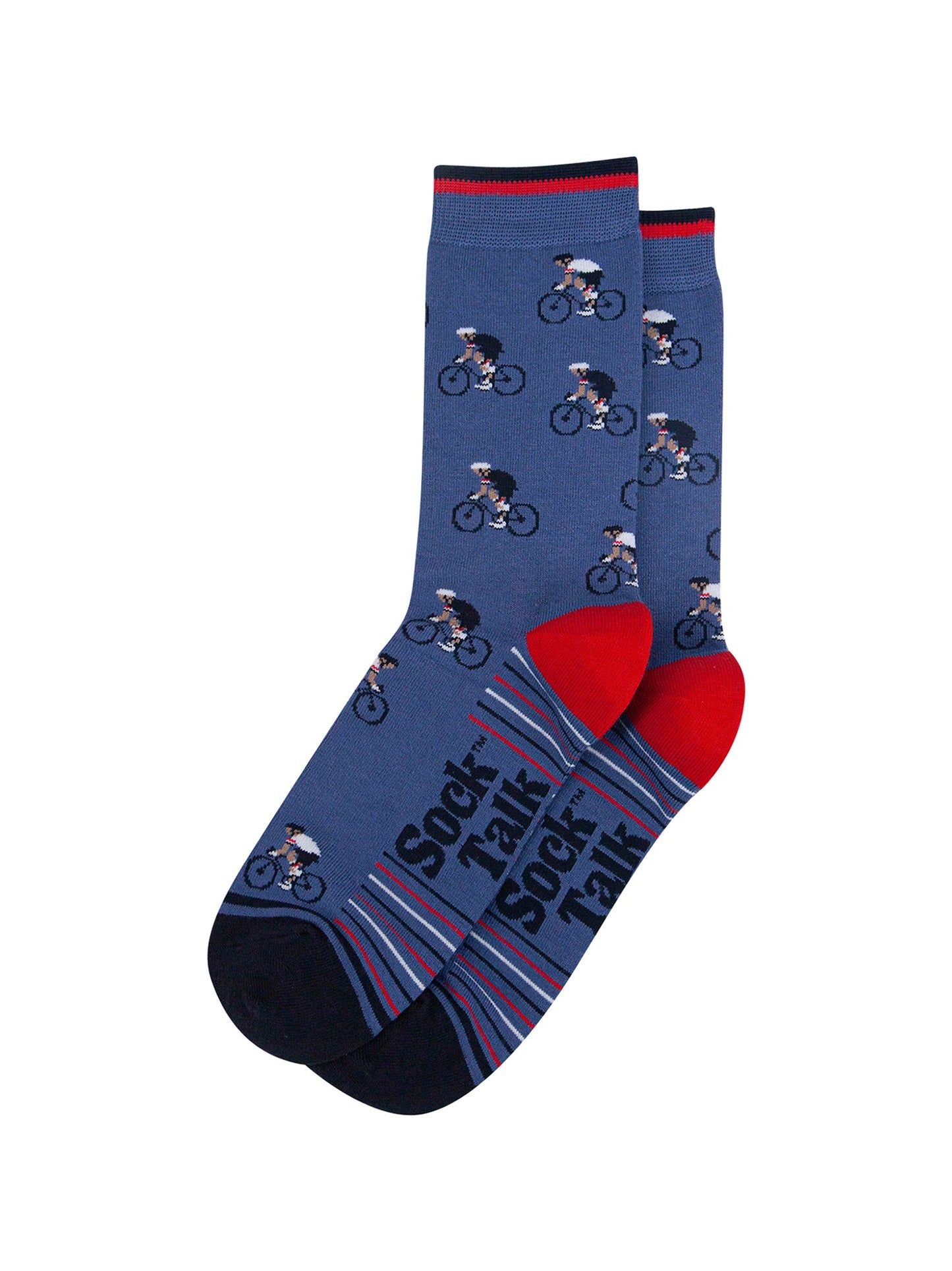 Sport-Bamboo-Crew-Socks-for-Men-Blue-Bicycle-Lying-Flat
