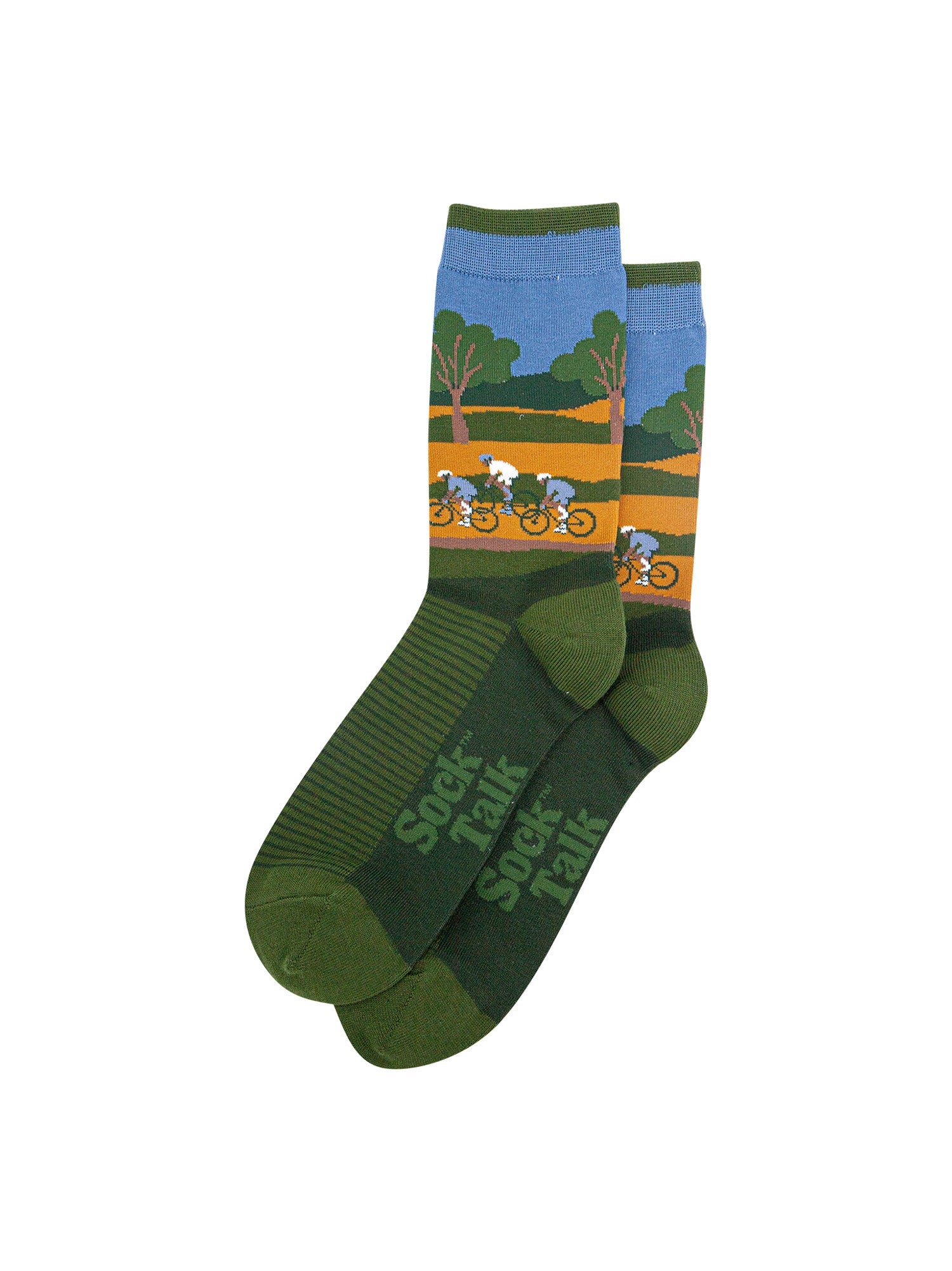 Summer-Cycling-Bamboo-Socks-in-Green-Lying-Flat