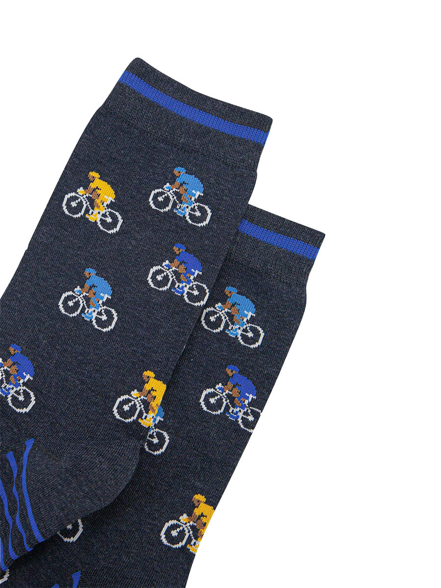 mens-bamboo-socks-navy-cyclists-close-up-bikers-wearing-yellow-jersey-blue-jerseys-road-race-competition