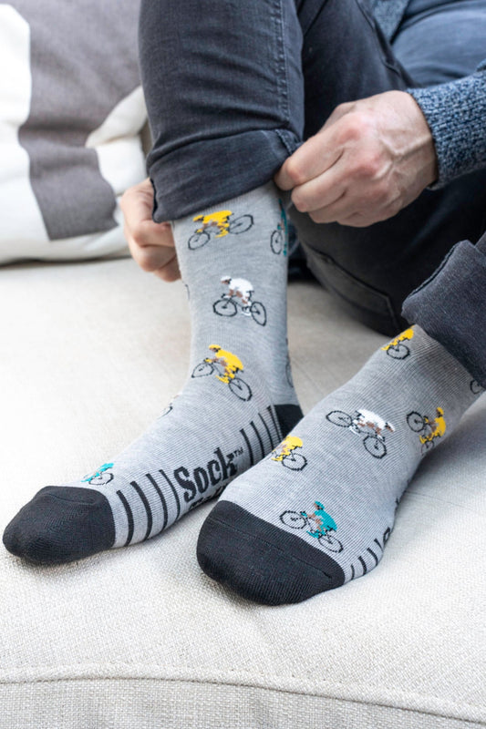Men's Bamboo Socks - Grey Marl/Black, Mountain Bikes
