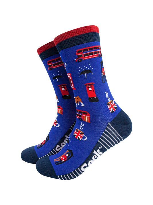 London-Landmarks-Bamboo-Socks-in-Royal-Blue-Mannequin