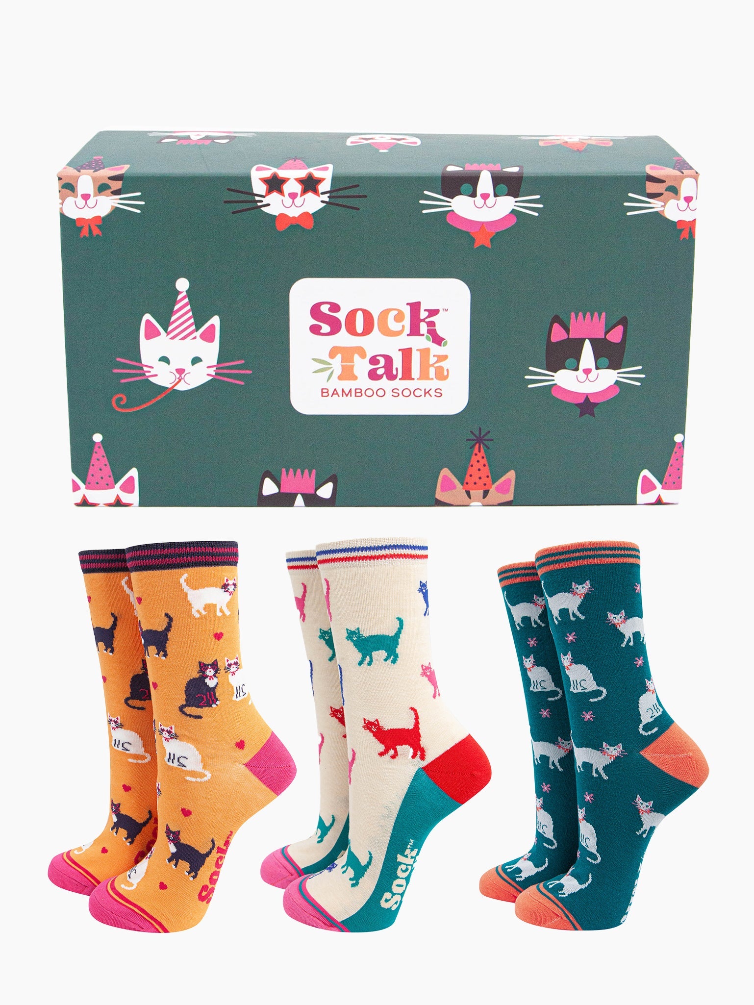 womens-bamboo-socks-gift-box-playful-cats-three-pairs-ankle-socks
