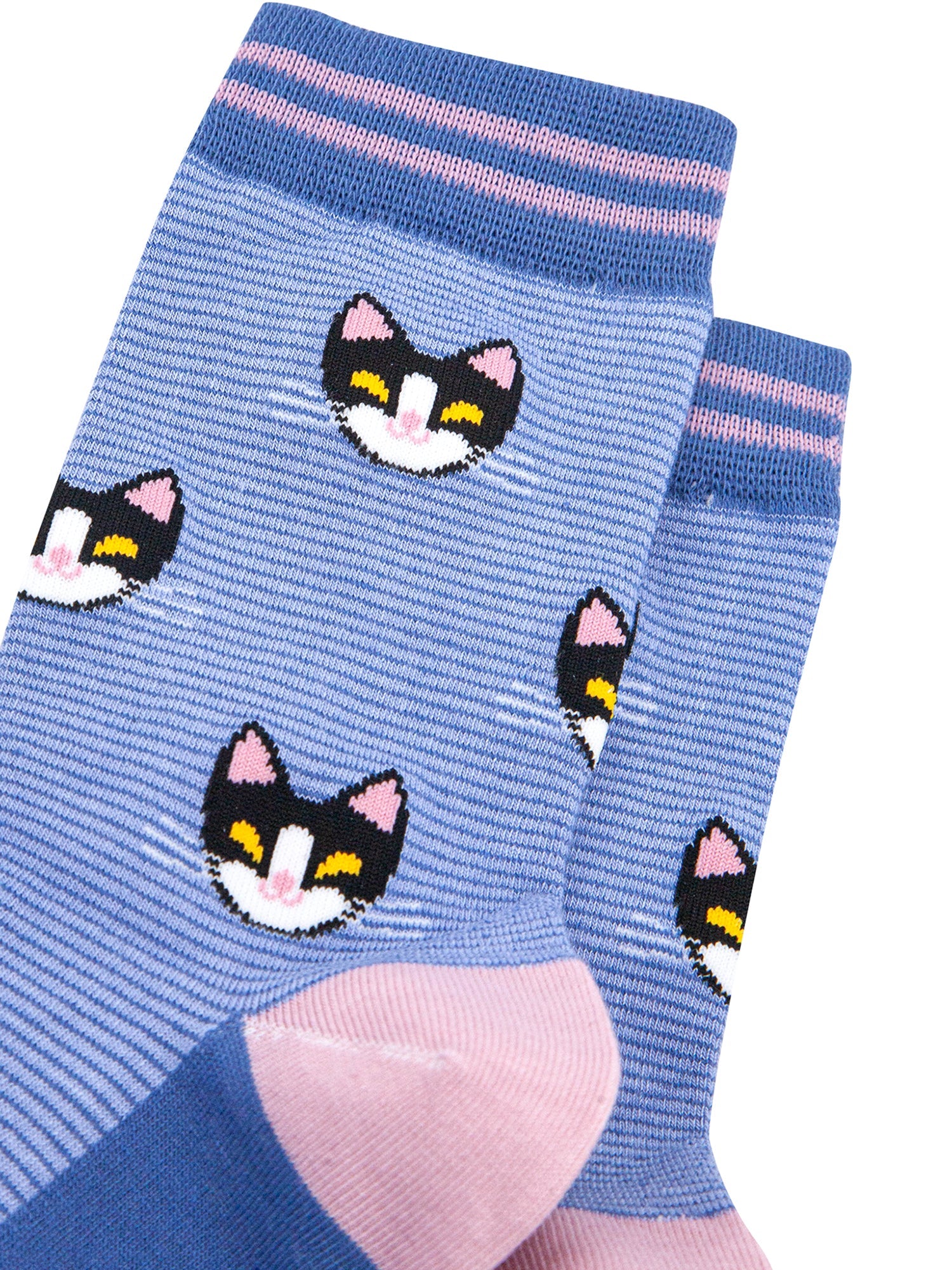 Cats-Striped-Bamboo-Socks-in-Blue-Closeup