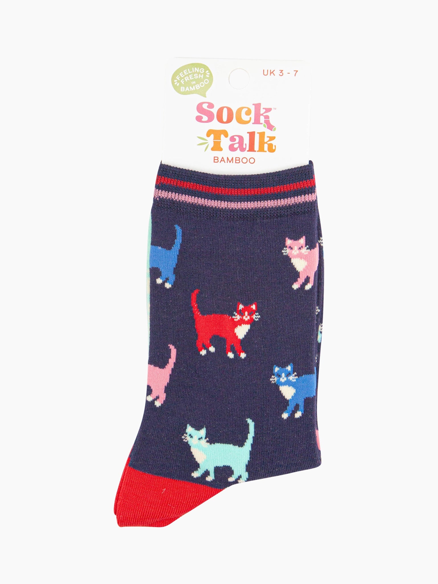 womens-bamboo-socks-navy-multi-cats-in-sock-talk-packaging-uk-size-3-7