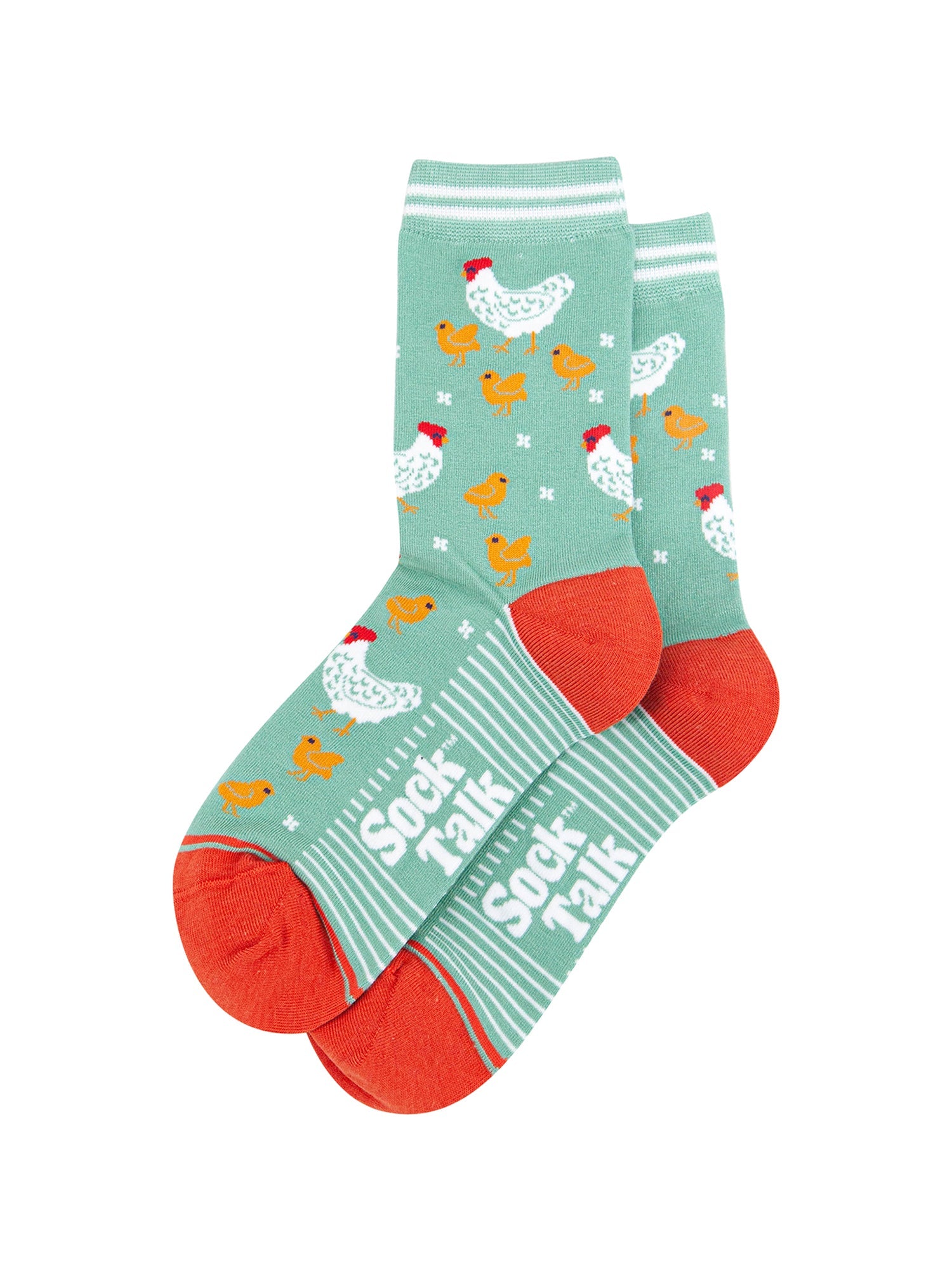 Hens-and-Chicks-Bamboo-Socks-in-Green-Laid-Flat