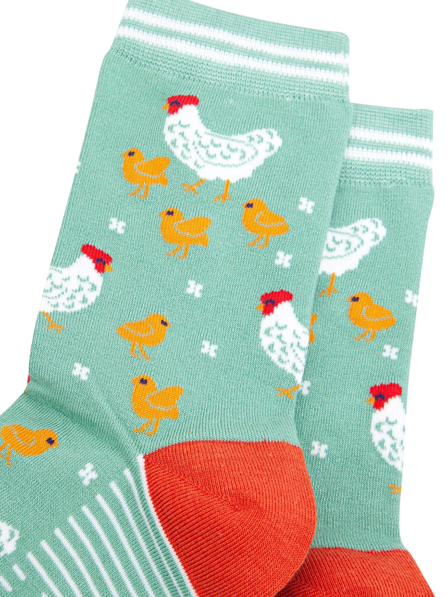 Hens-and-Chicks-Bamboo-Socks-in-Green-Close-Up