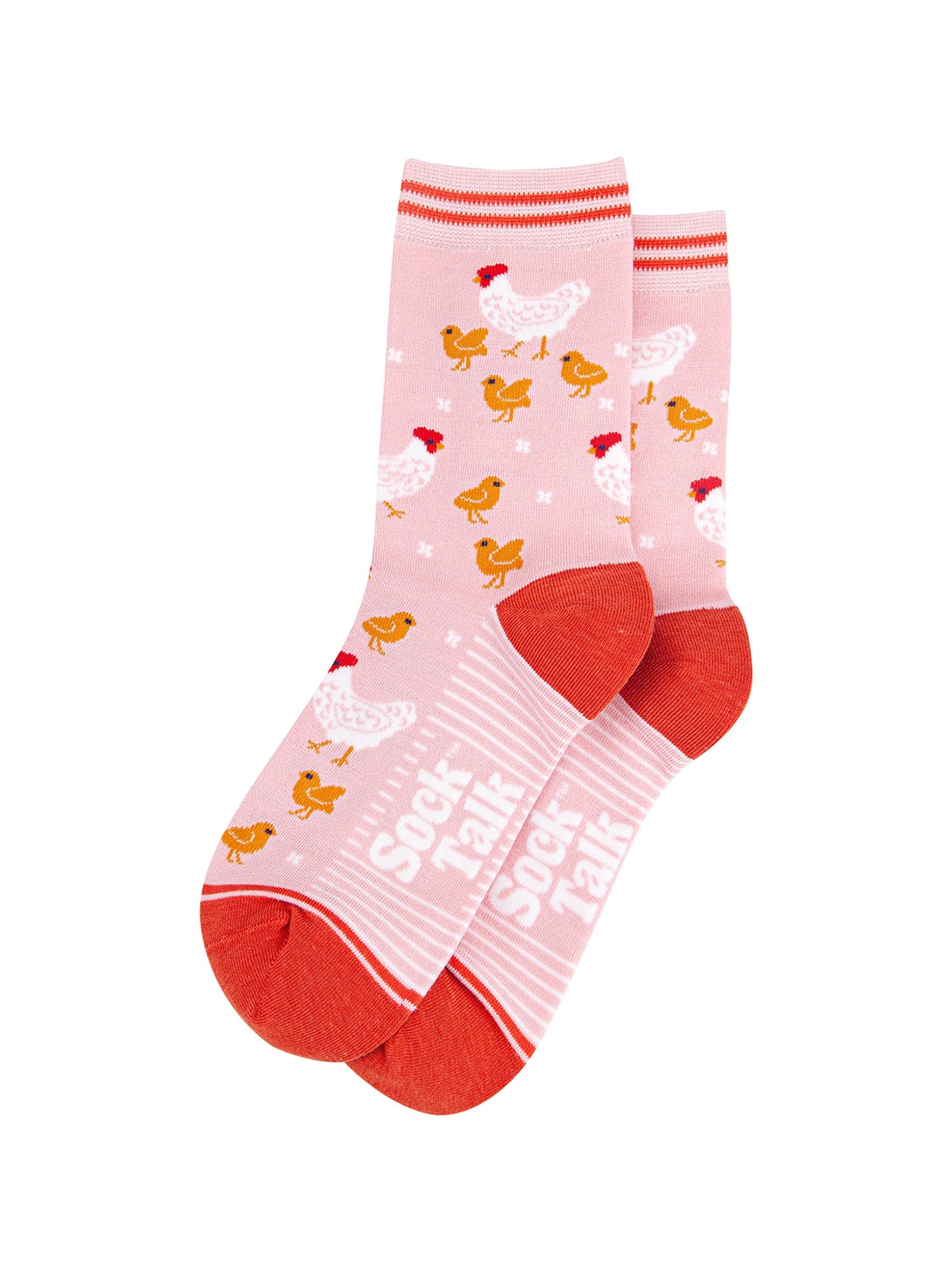 Hens-and-Chicks-Bamboo-Socks-in-Pink-Laid-Flat