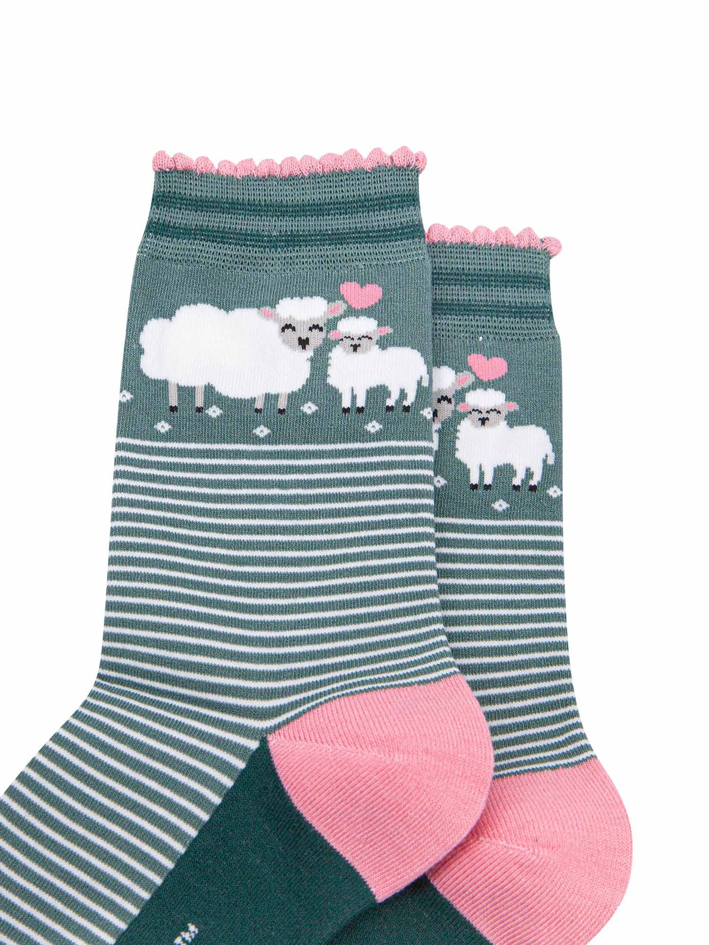 womens-bamboo-socks-green-pink-lambs-close-up